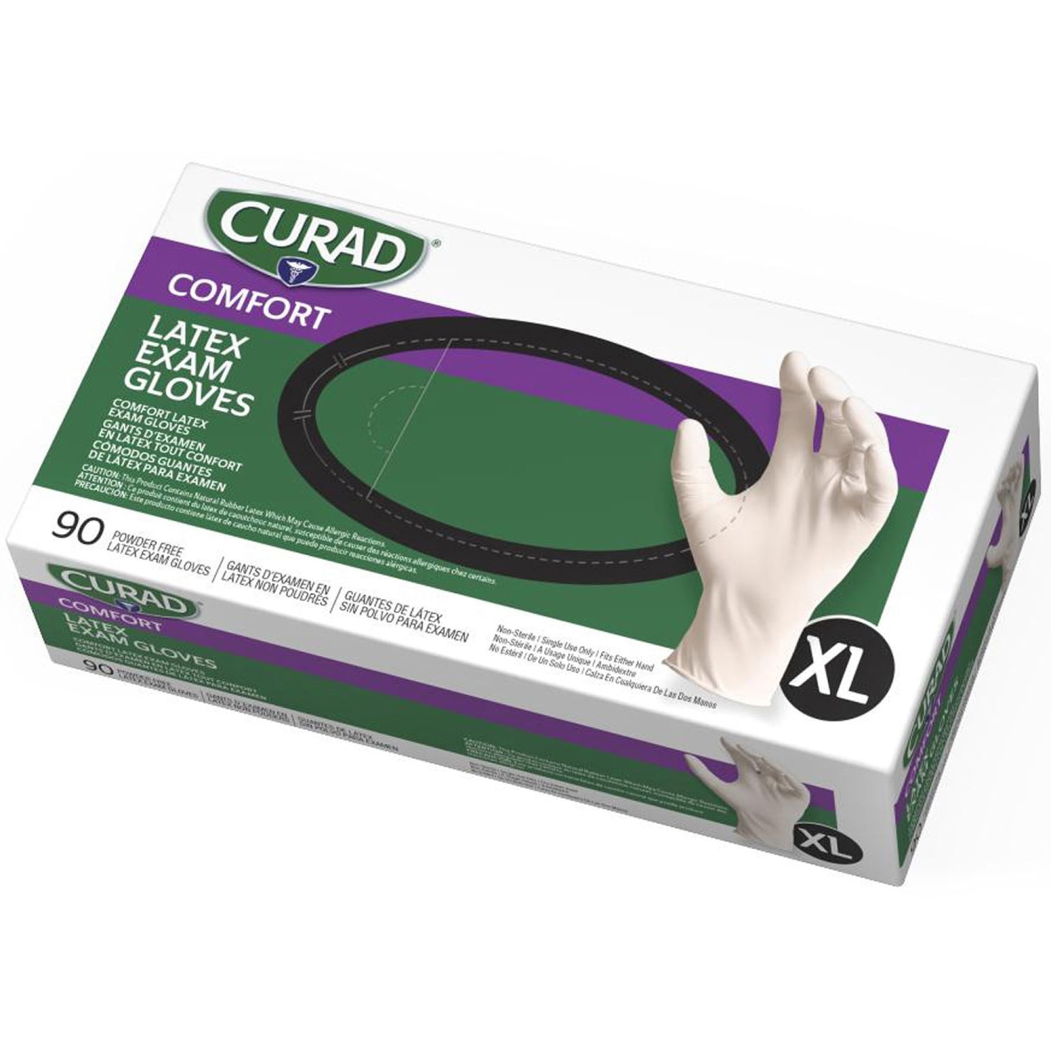 Curad Powder-Free Latex Exam Gloves, Extra-Large, Box Of 90 - Image 3