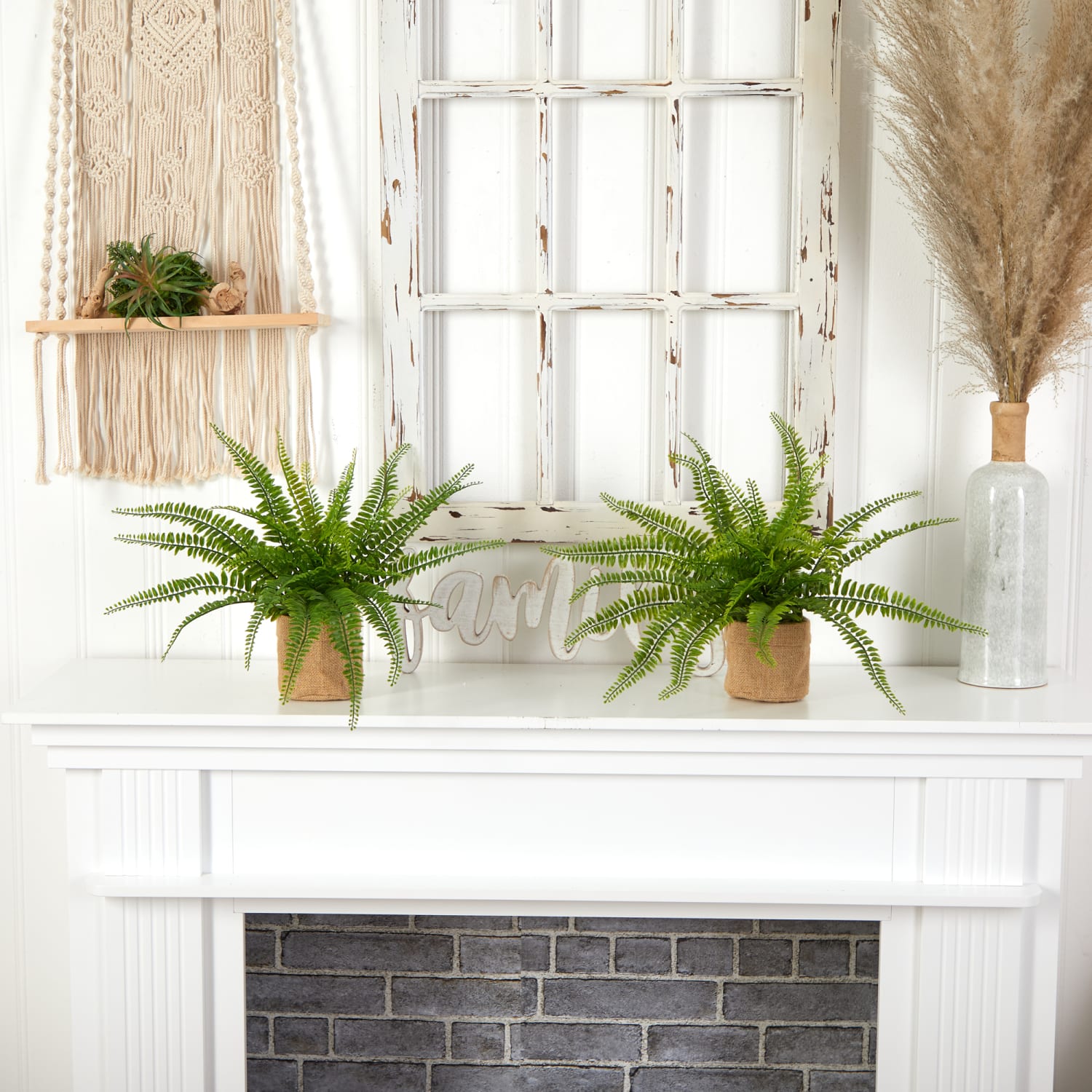 Nearly Natural Boston Fern 15inH Artificial Plants With Burlap Planters, 15inH x 22inW x 18inD, Green, Set Of 2 - Image 6