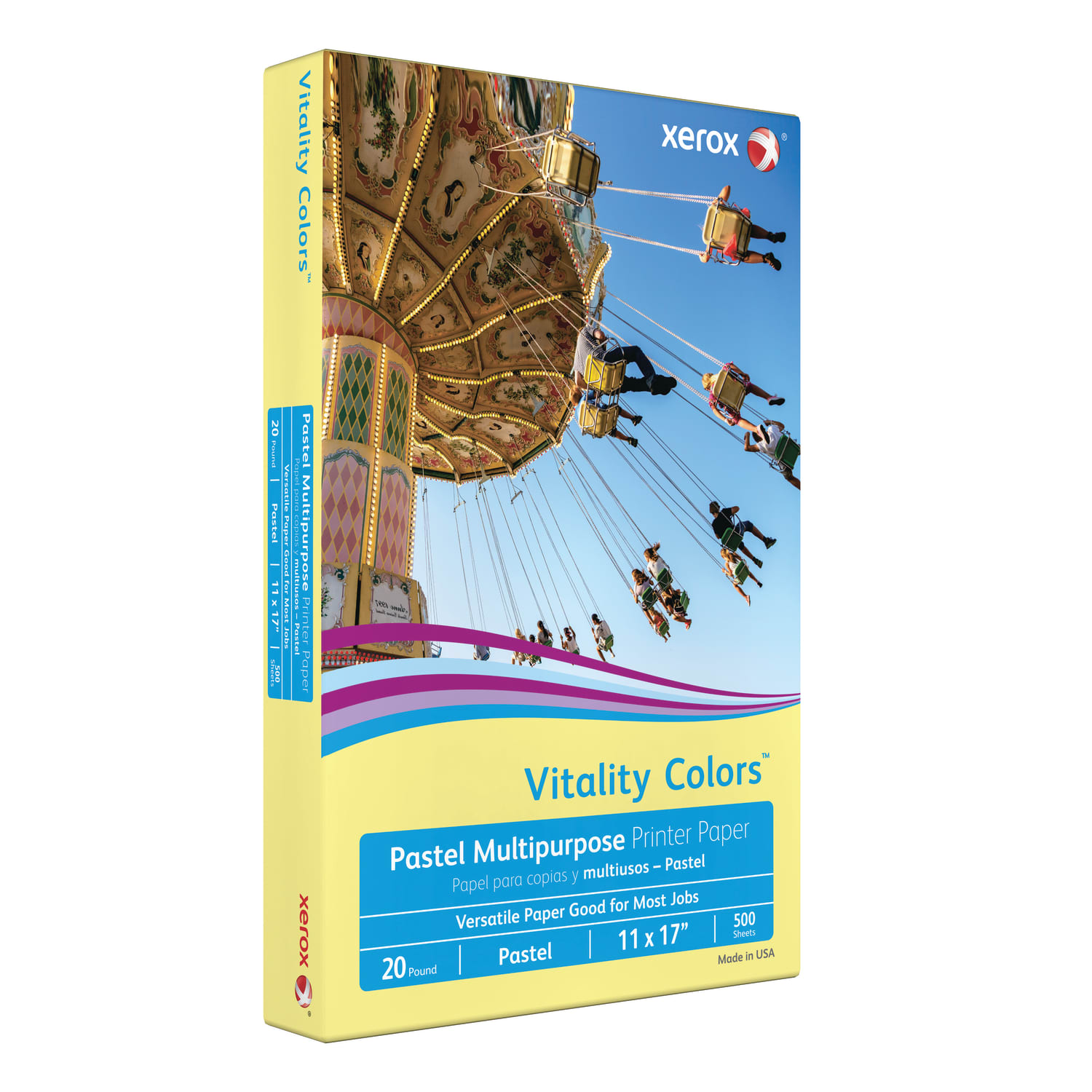 Xerox Vitality Colors Multi-Use Printer & Copy Paper, 1 Ream, Yellow, Ledger (11in x 17in), 500 Sheets Per Ream, 20 Lb, 30% Recycled - Image 3