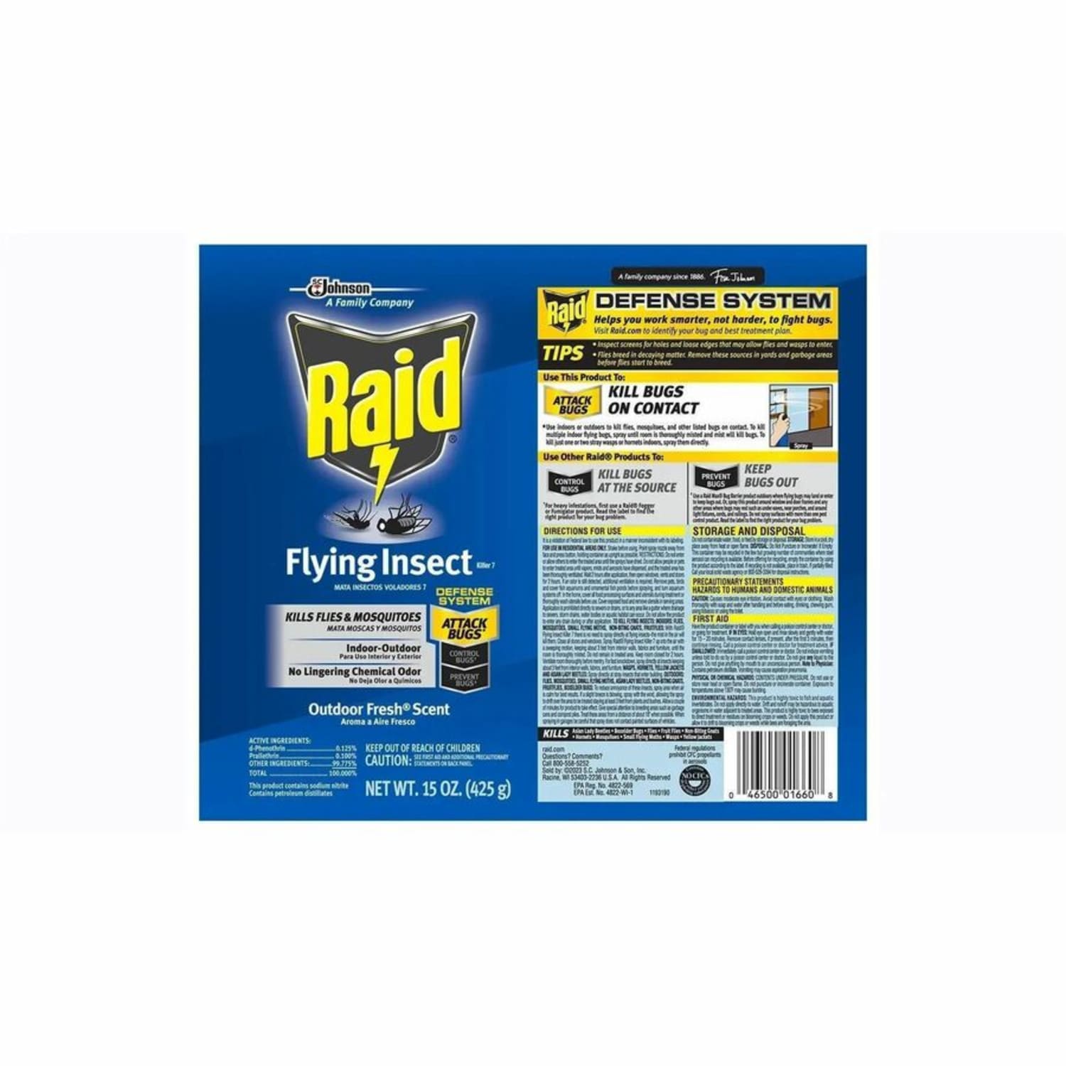 Raid Flying Insect Killer 15 oz - Spray - Kills Flies, Mosquitoes, Gnats, Hornet, Moths, Fruit Fly, Wasp, Yellow Jacket, Bugs - 15 fl oz - Off White - Image 5