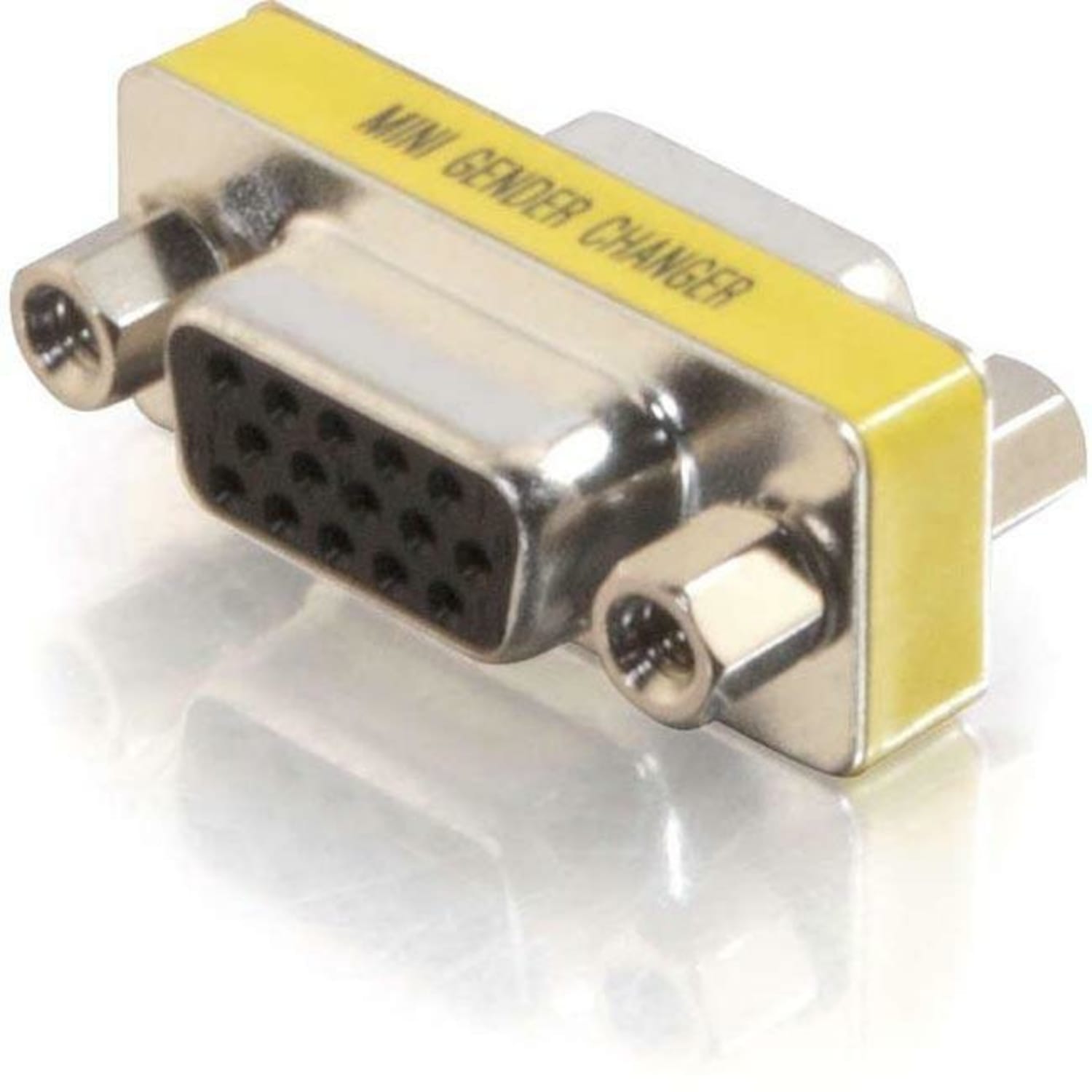 C2G HD15 VGA F/F Mini Gender Changer (Coupler) - 1 x HD-15 Female - 1 x DB-15 Female - Silver, Yellow - Image 3