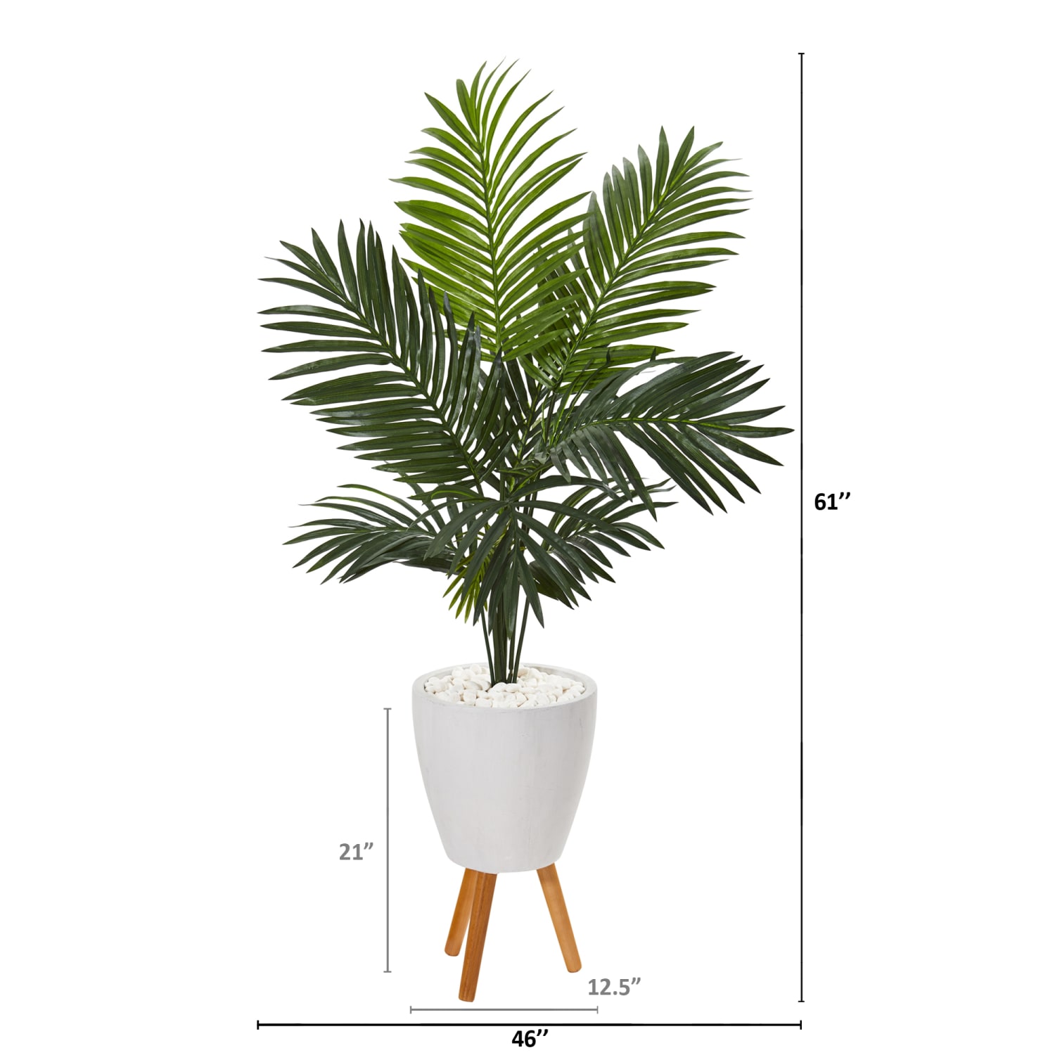 Nearly Natural Paradise Palm 61inH Artificial Plant With Stand Planter, 61inH x 46inW x 44inD, Green/White - Image 3