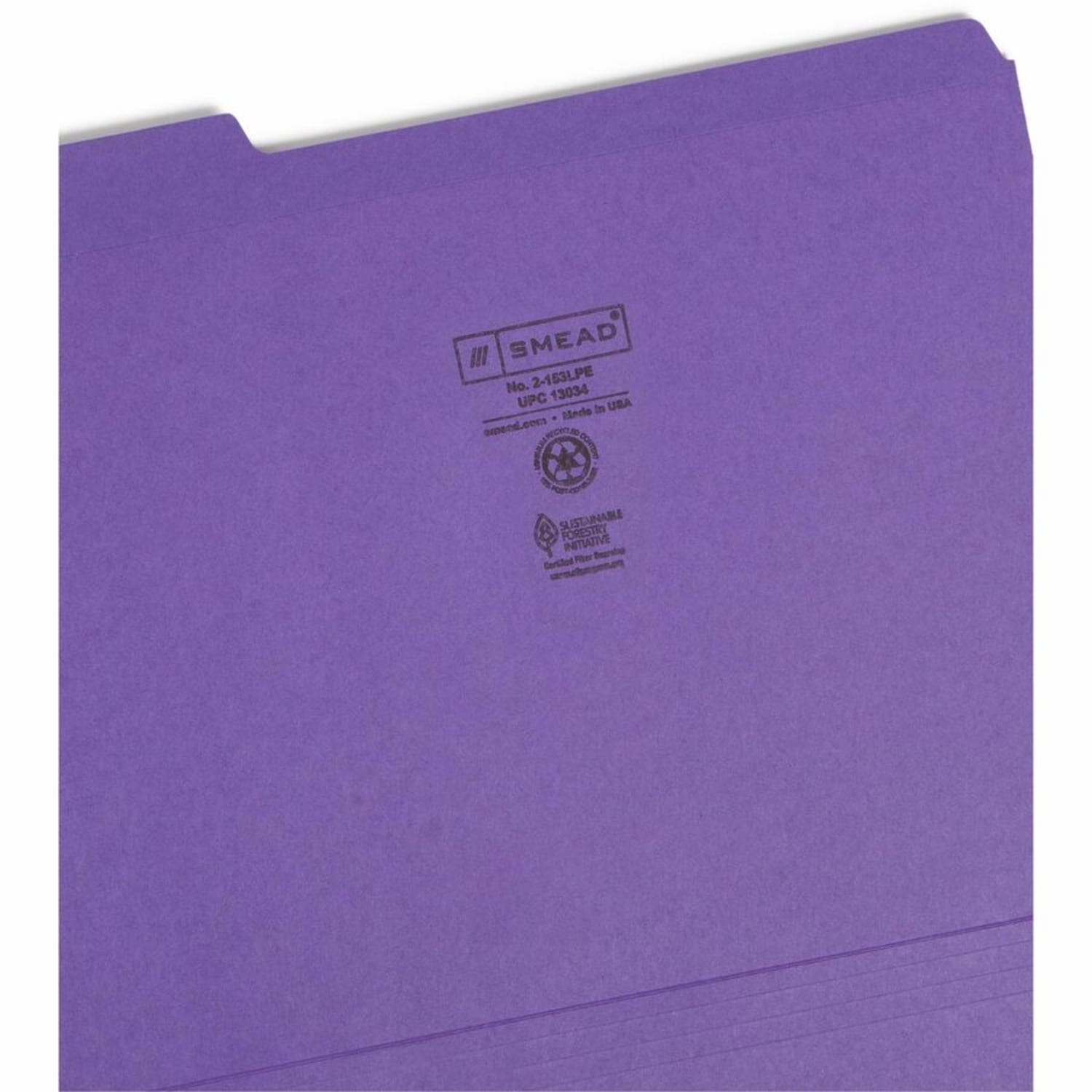 Smead 1/3-Cut 2-Ply Color File Folders, Letter Size, Purple, Box Of 100 - Image 6