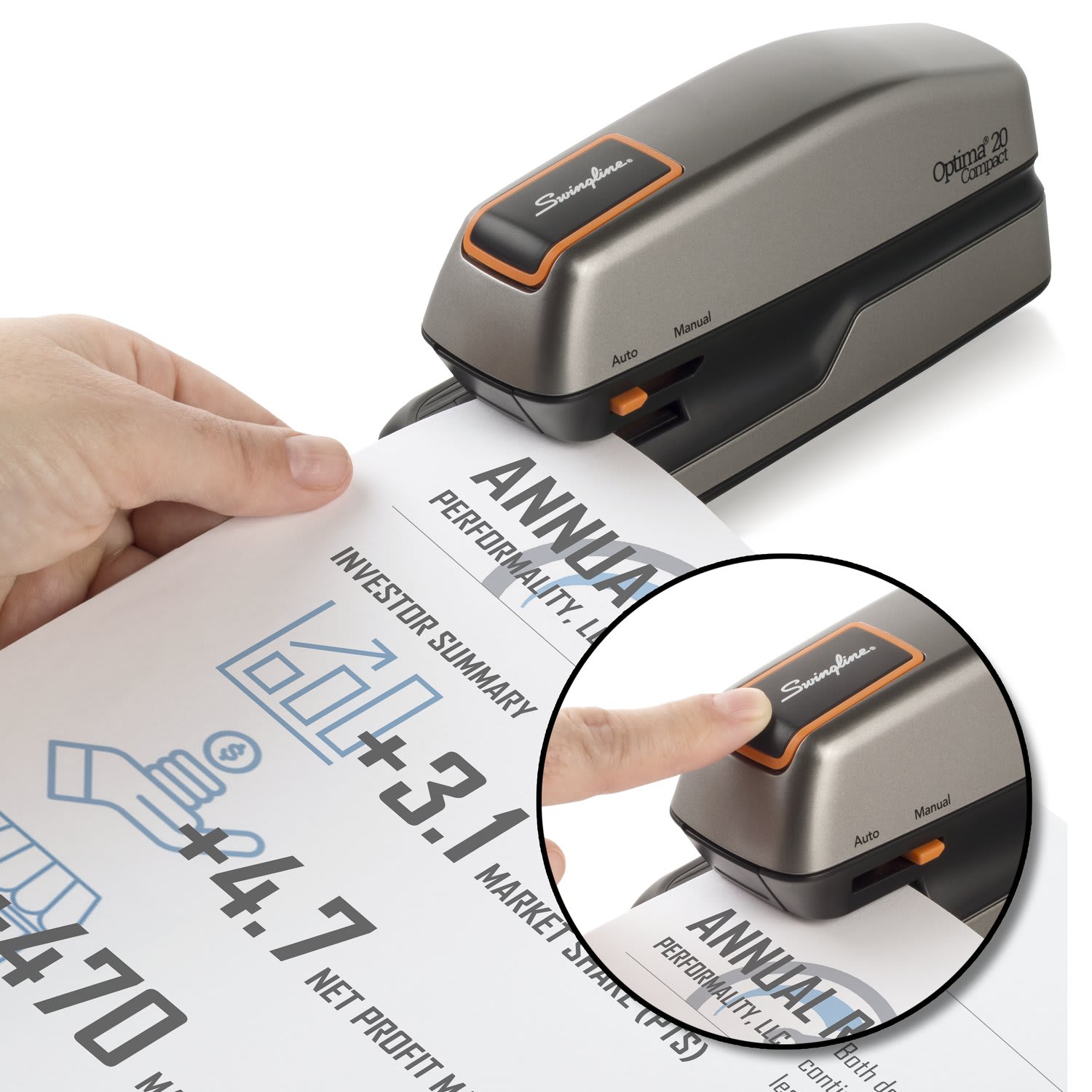 Swingline Optima 20 Compact Electric Stapler, 20 Sheets, Silver - Image 6