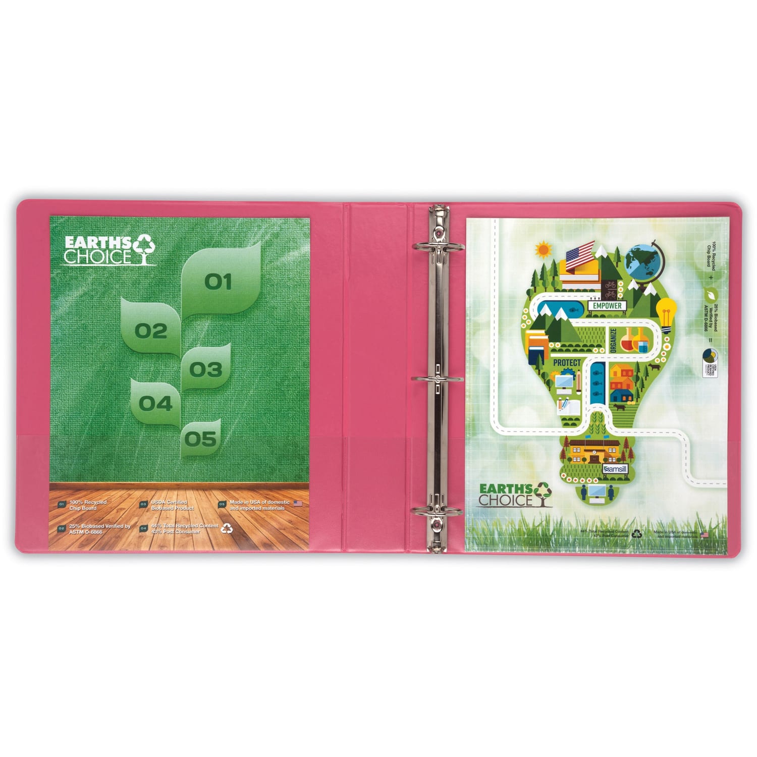 Samsill Earths Choice Plant-based View Binders - 1 1/2in Binder Capacity - Letter - 8 1/2in x 11in Sheet Size - 3 x Round Ring Fastener(s) - Chipboard, Polypropylene, Plastic - Berry - Recycled - Image 5