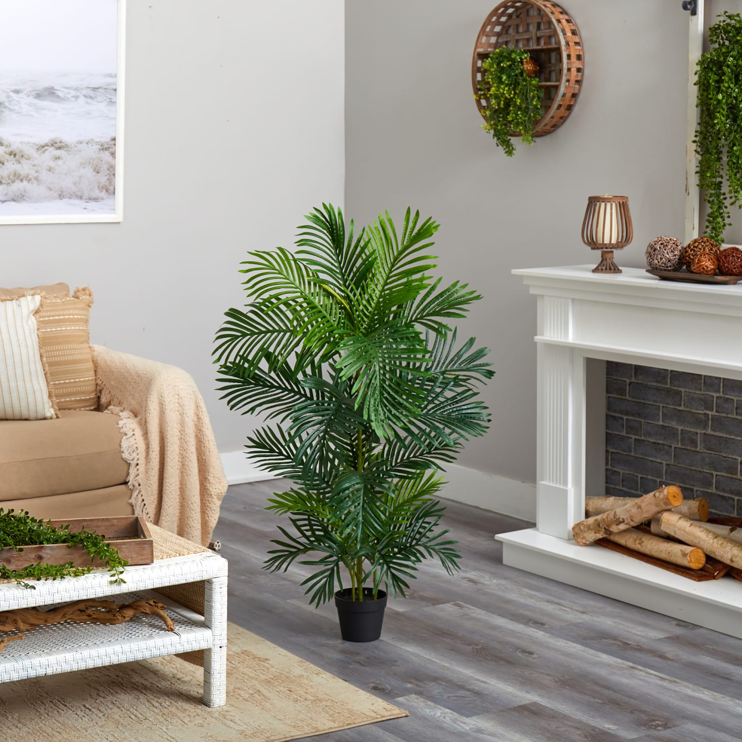 Nearly Natural Areca Palm 48inH Artificial Plant With Planter, 48inH x 16inW x 16inD, Green/Black - Image 5