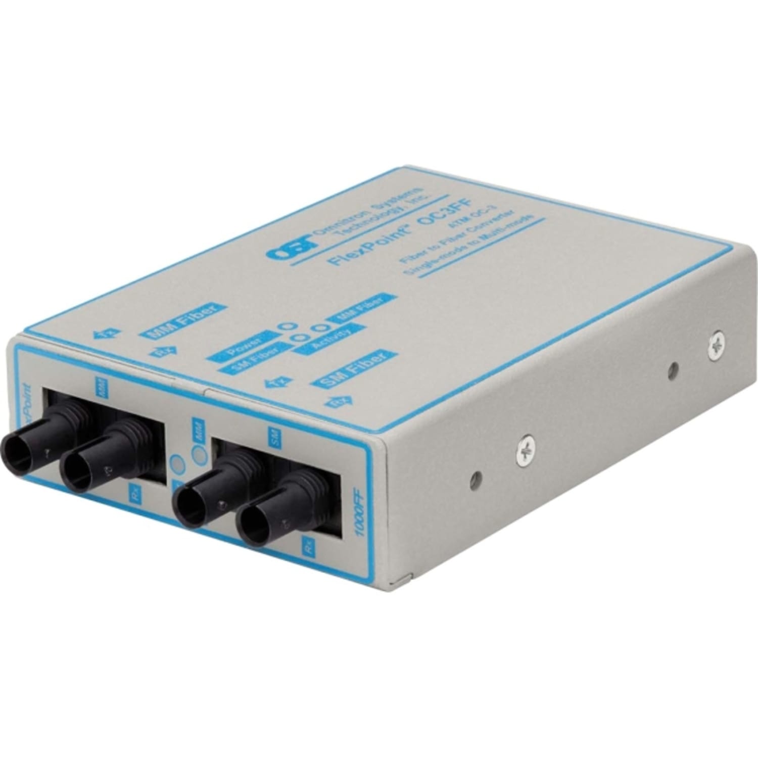 Omnitron Systems FlexPoint 4450-0 Single-Mode to Multimode Fiber Transceiver - 2 x ST Duplex - OC-3 - Wall-mountable, Rack-mountable - Image 3