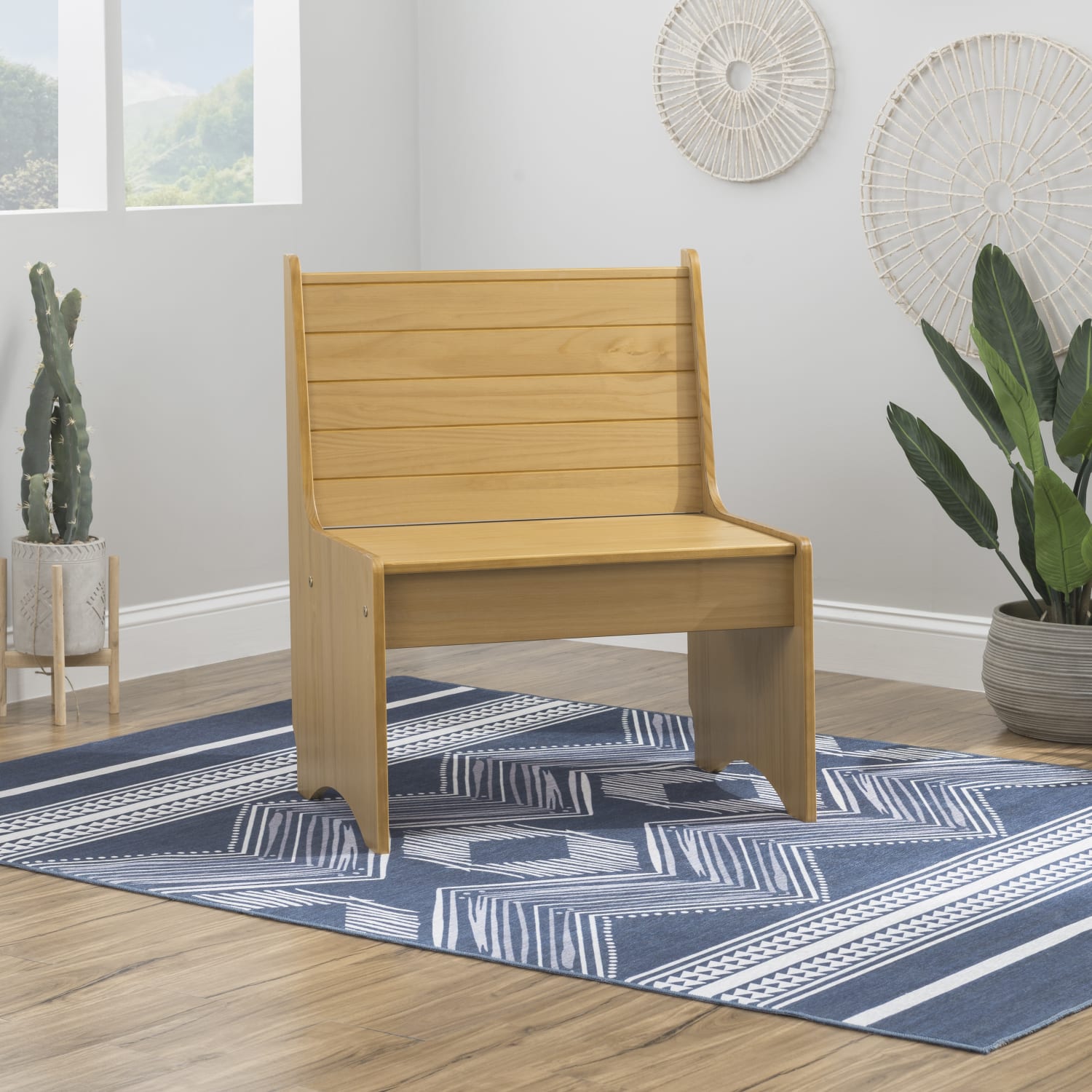 Linon Payson Wooden Storage Bench With Backrest, 33-3/5inH x 27inW x 19-3/4inD, Honey - Image 3