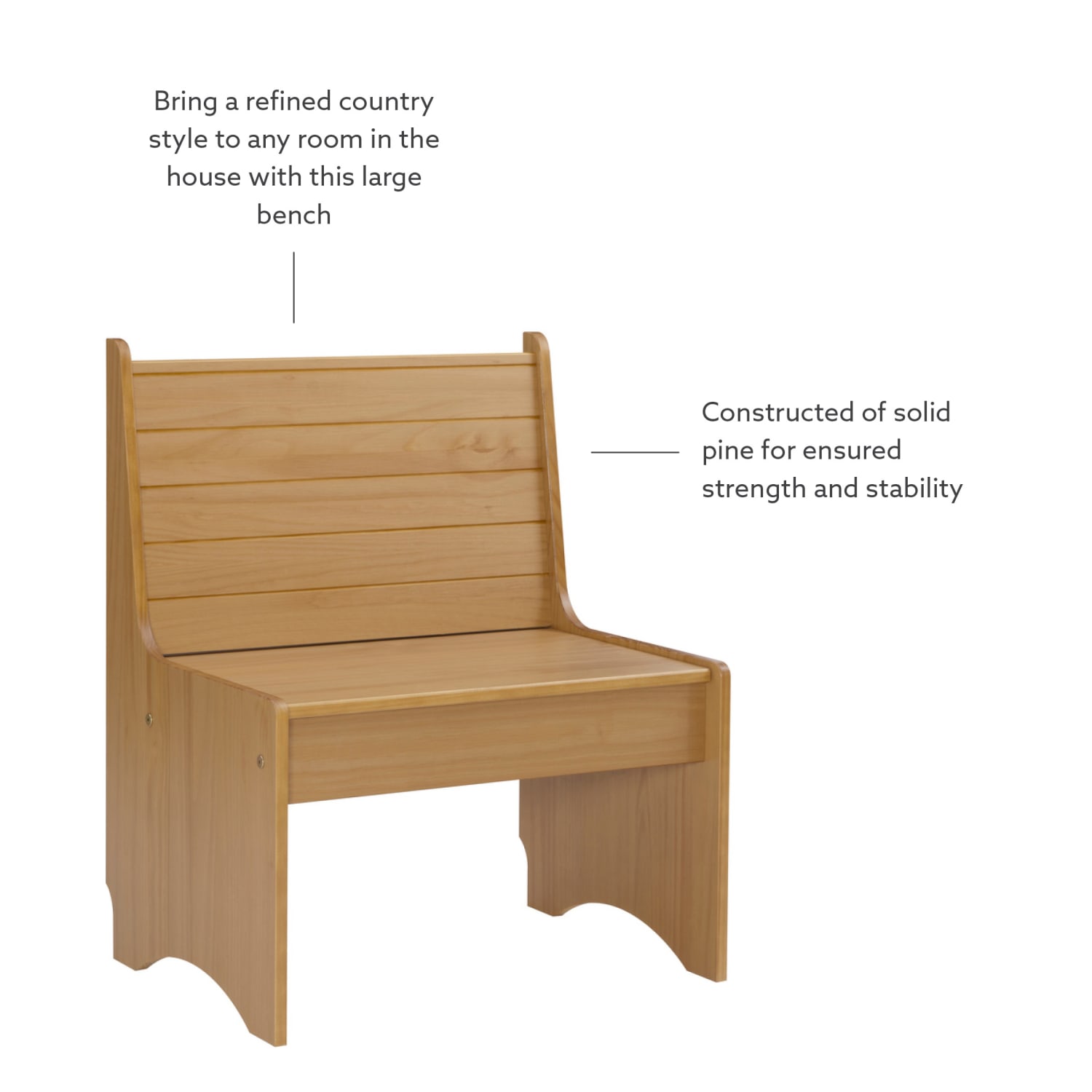 Linon Payson Wooden Storage Bench With Backrest, 33-3/5inH x 27inW x 19-3/4inD, Honey - Image 6