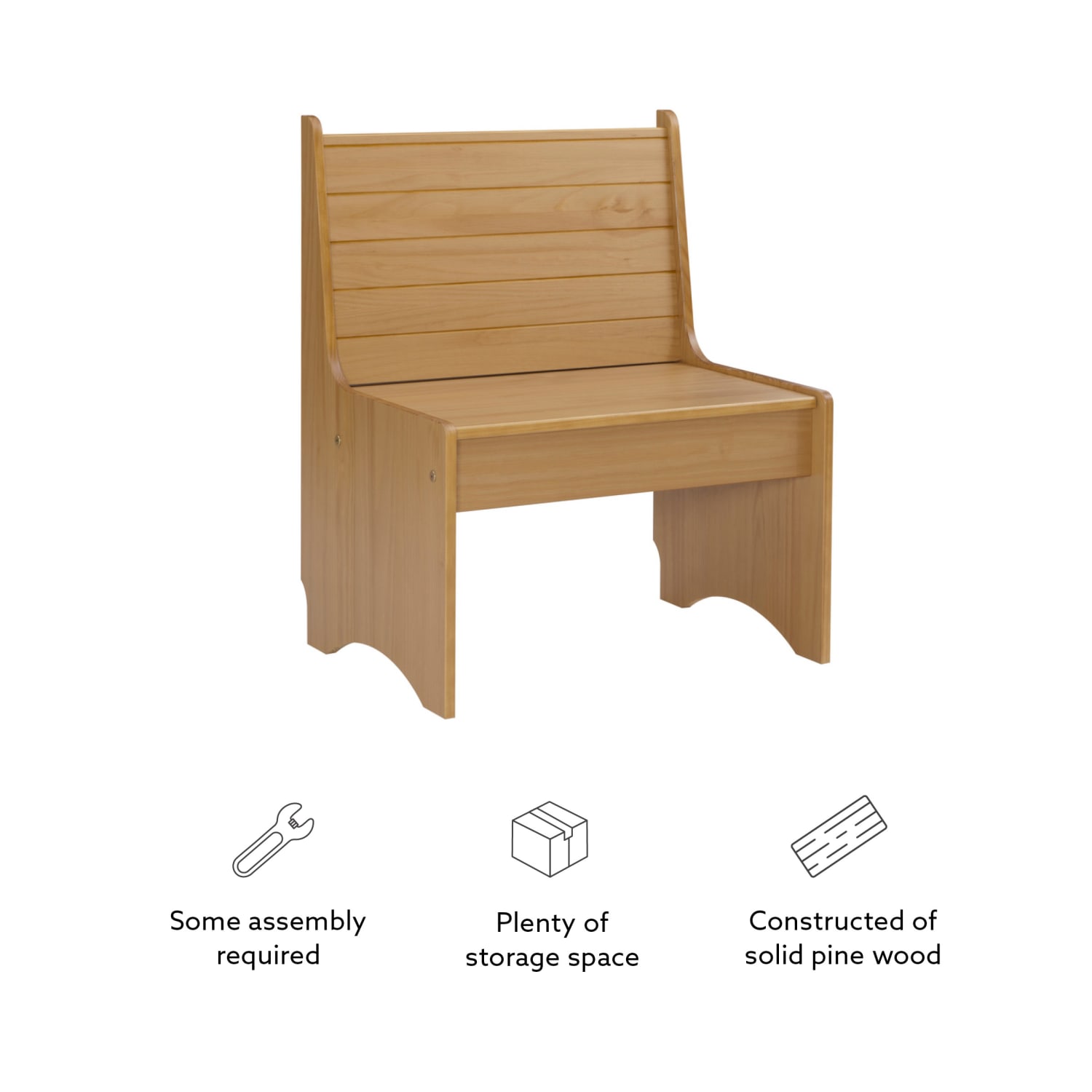 Linon Payson Wooden Storage Bench With Backrest, 33-3/5inH x 27inW x 19-3/4inD, Honey - Image 9