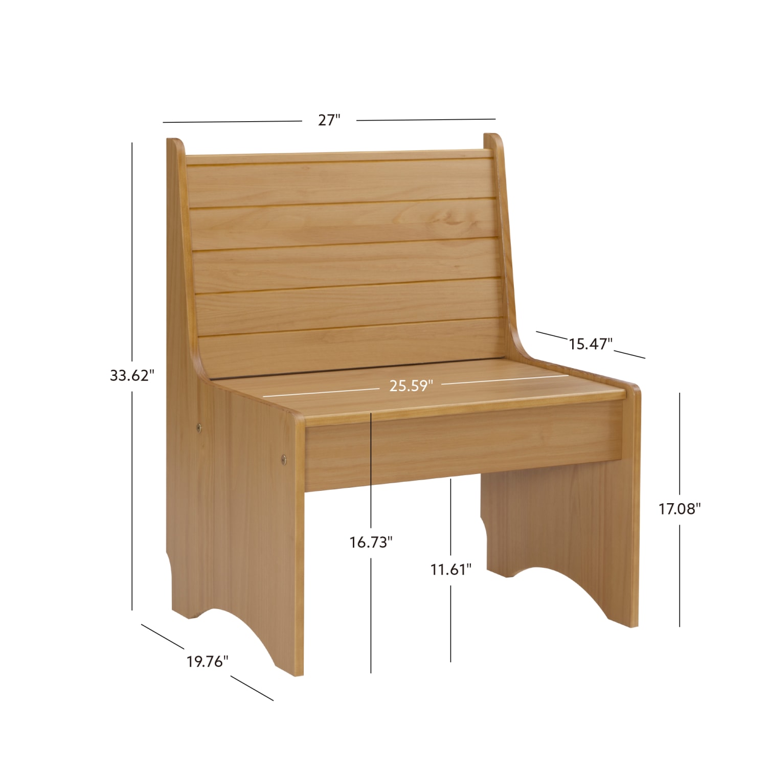 Linon Payson Wooden Storage Bench With Backrest, 33-3/5inH x 27inW x 19-3/4inD, Honey - Image 11
