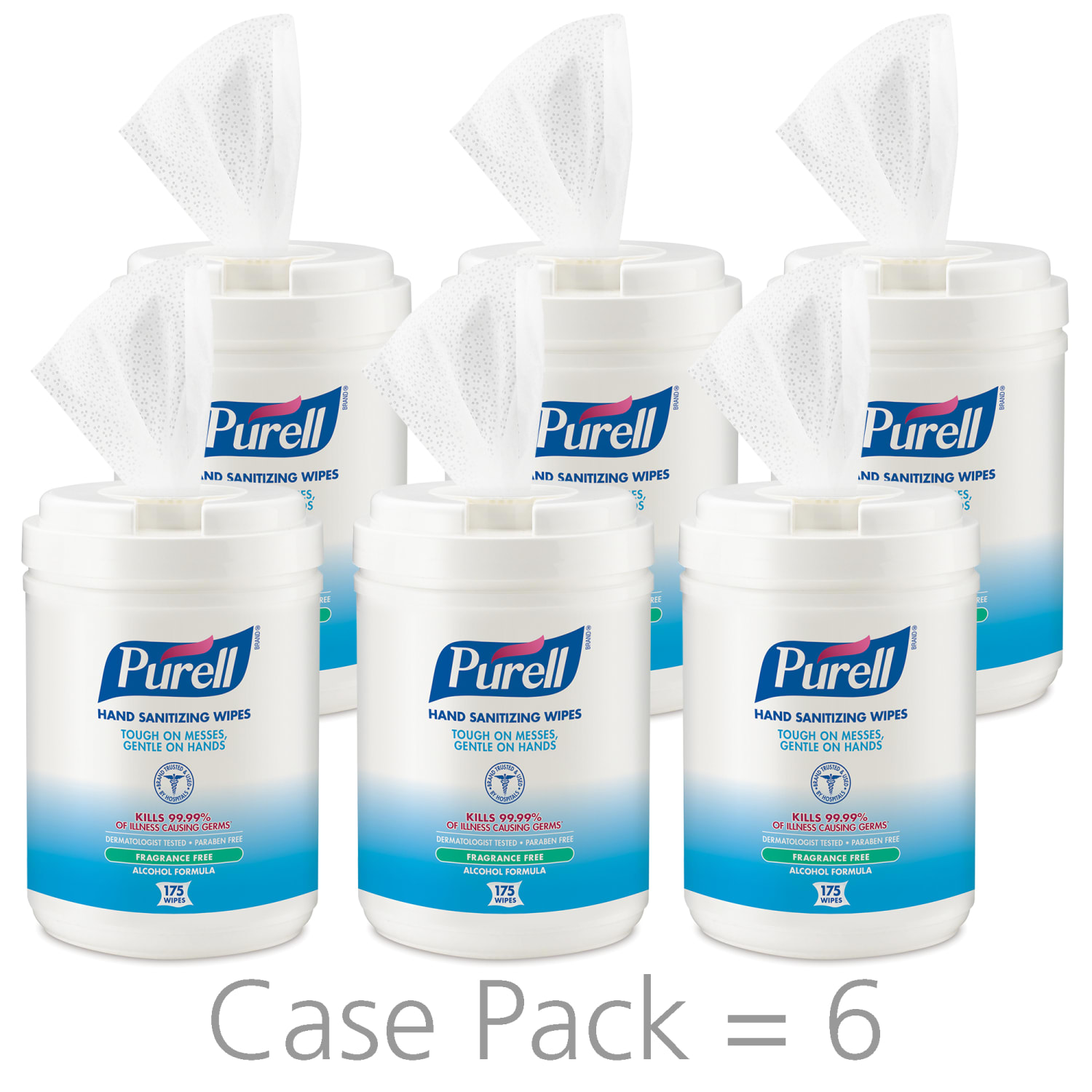 PURELL Alcohol Hand Sanitizing Wipes - 6in x 7in - White - Residue-free, Dye-free, Fragrance-free, Non-sticky, Non-irritating, Non-irritating, Hypoallergenic, Durable, Pre-moistened, Lint-free, Textured - For Hand - 175 Per Canister - 6 / Carton - Image 3