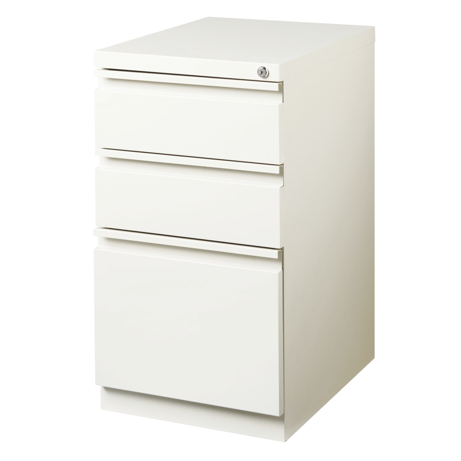 WorkPro 20inD Vertical 3-Drawer Mobile Pedestal File Cabinet, White - Image 4