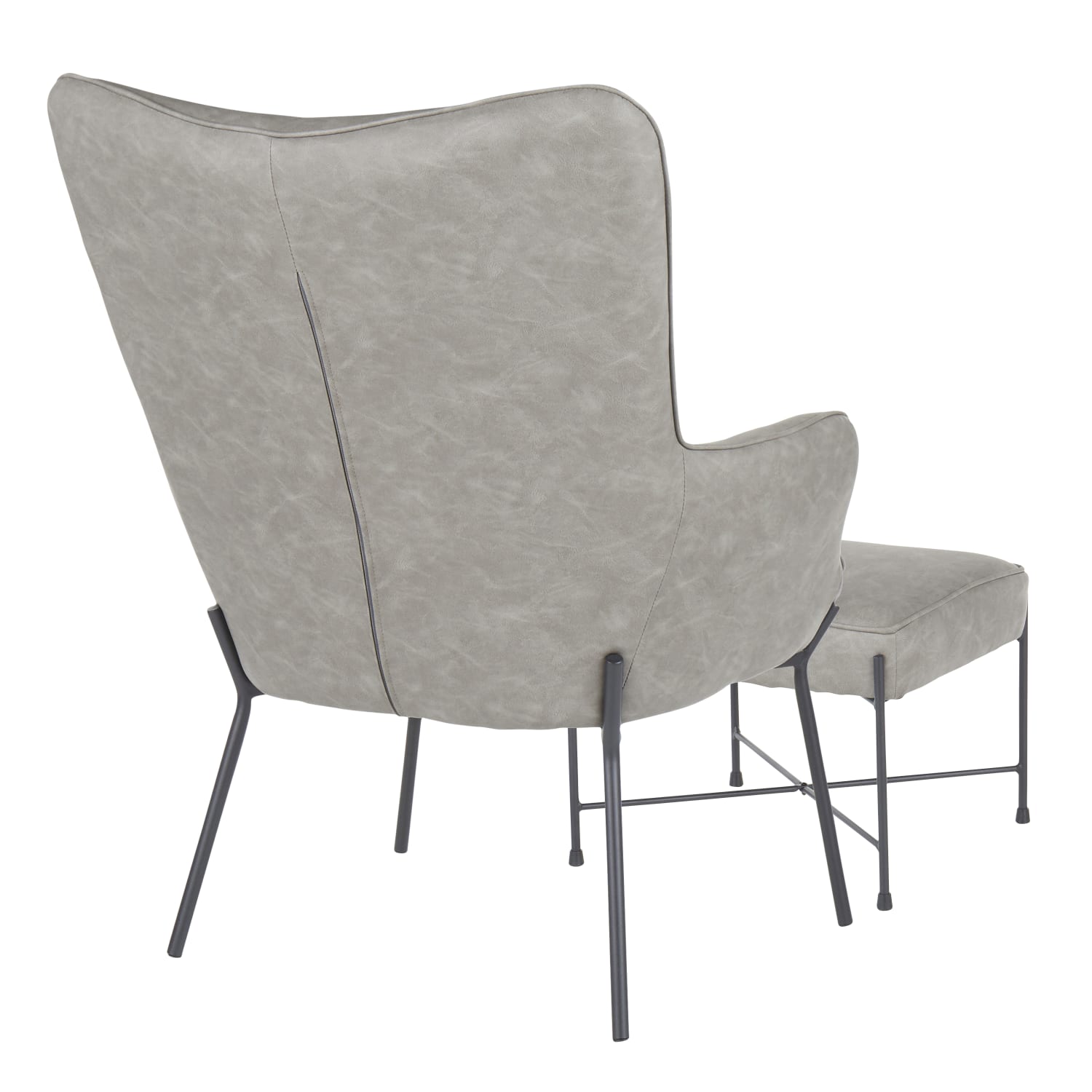 LumiSource Izzy Industrial Lounge Chair And Ottoman Set, Black/Gray - Image 4