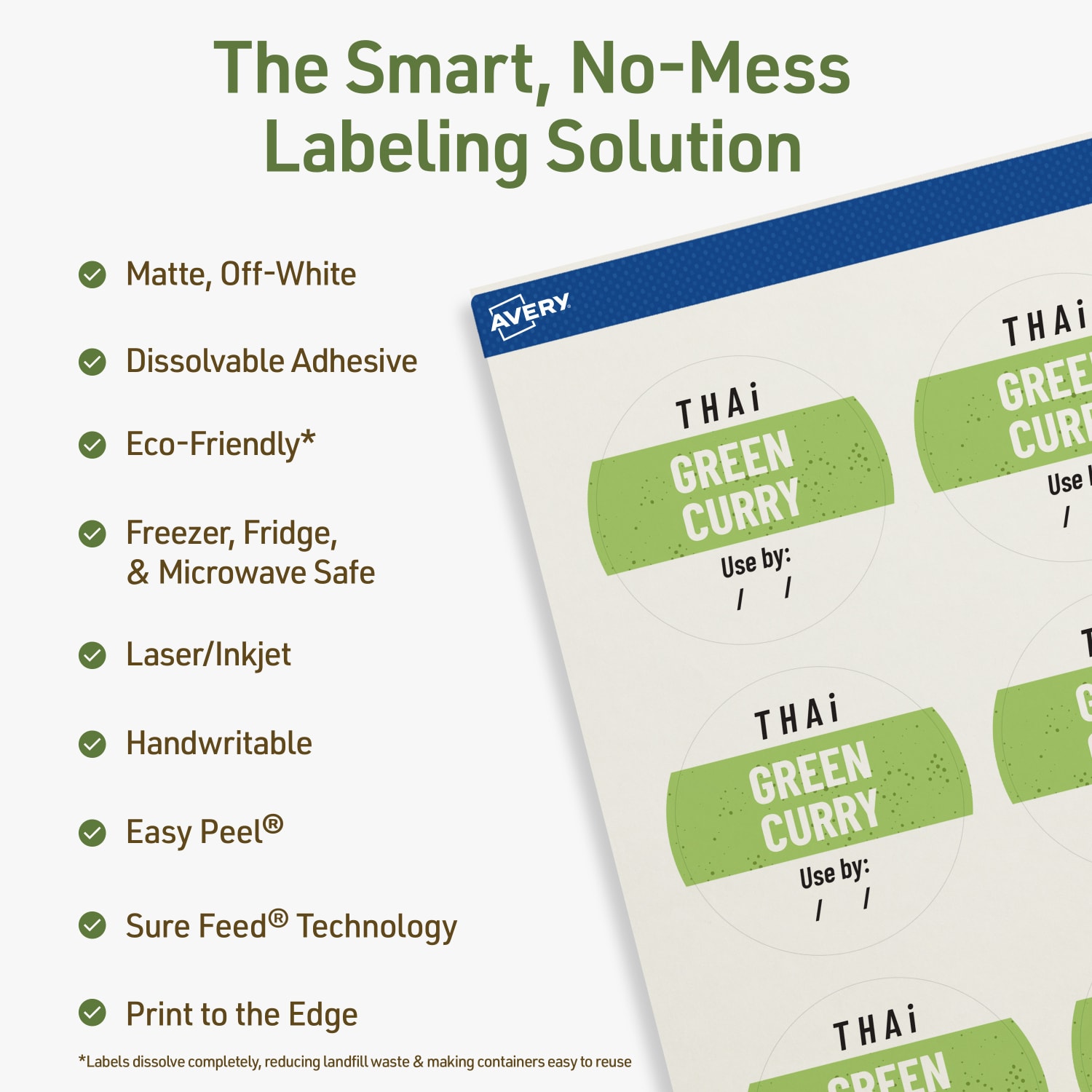 Avery Print-to-the-Edge Dissolvable Labels With Sure Feed Technology, 94510-DWMP10, Round, 2-1/4in, Matte Off-White, Pack Of 120 - Image 3