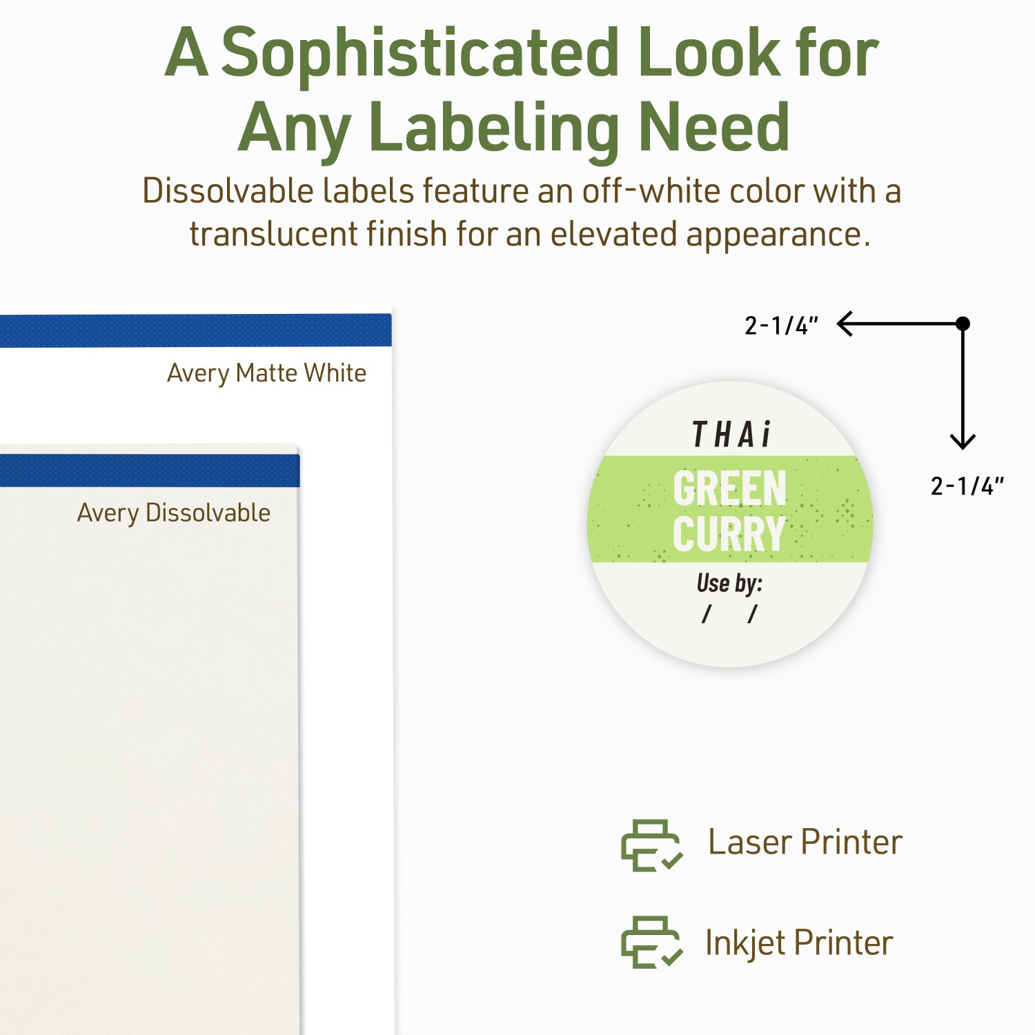 Avery Print-to-the-Edge Dissolvable Labels With Sure Feed Technology, 94510-DWMP10, Round, 2-1/4in, Matte Off-White, Pack Of 120 - Image 5