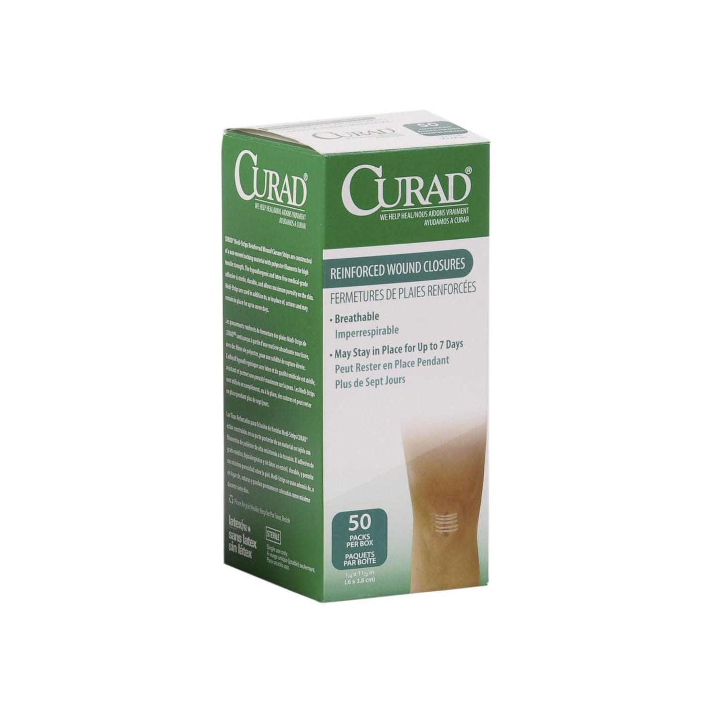CURAD Sterile Medi-Strips, 1/4in x 1 1/2in, White, Pack Of 1,200