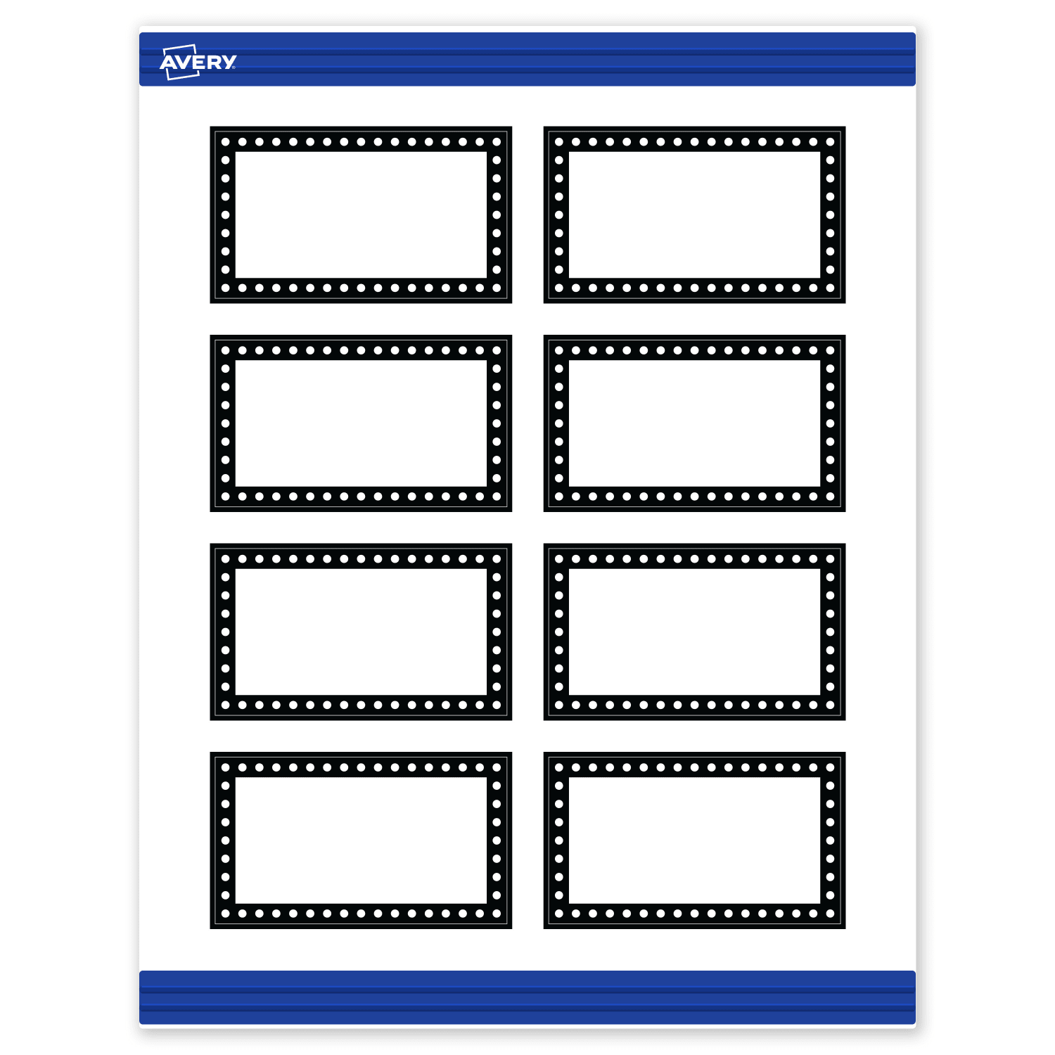 Avery Printable Cards With Sure Feed Technology, 2in x 3-1/2in, Matte White With Black And White Polka Dots, Pack Of 80