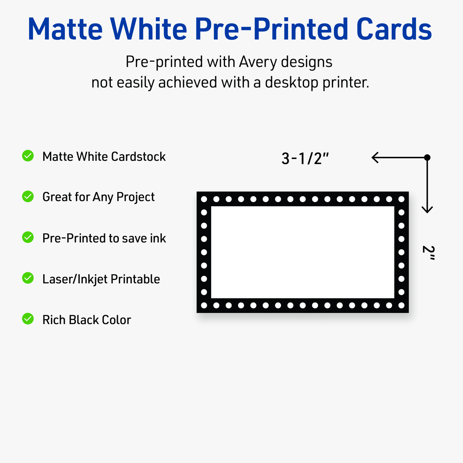 Avery Printable Cards With Sure Feed Technology, 2in x 3-1/2in, Matte White With Black And White Polka Dots, Pack Of 80 - Image 4