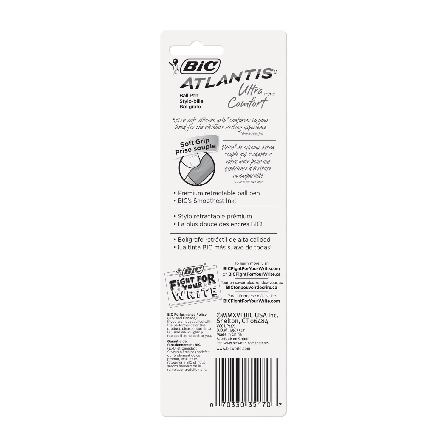 BIC Glide Ultra Comfort Retractable Ballpoint Pen, Medium Point, 0.7 mm, Frosted Gray Barrel, Black Ink - Image 5