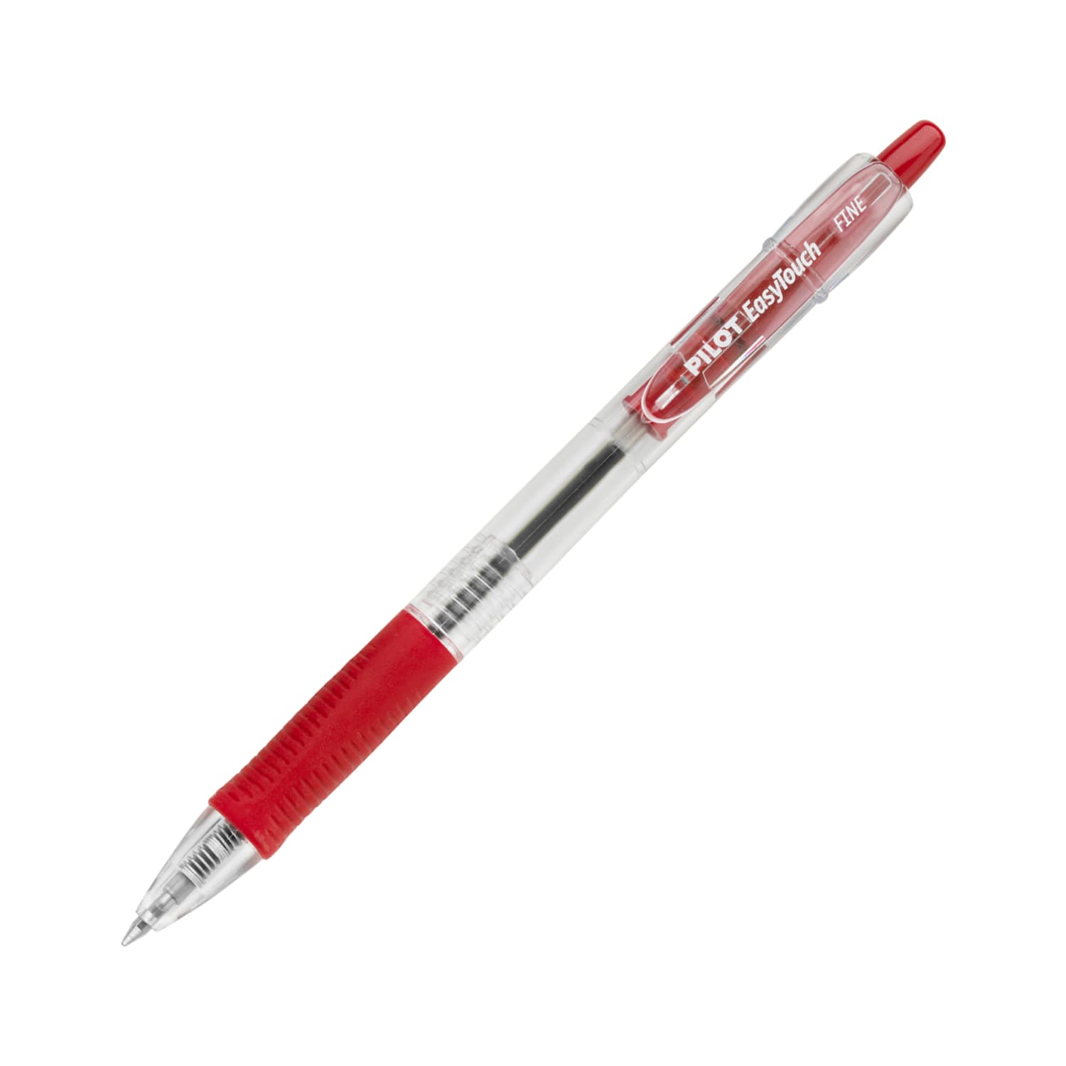 Pilot EasyTouch Retractable Ballpoint Pens, Fine Point, 0.7 mm, Clear Barrels, Red Ink, Pack Of 12 - Image 3