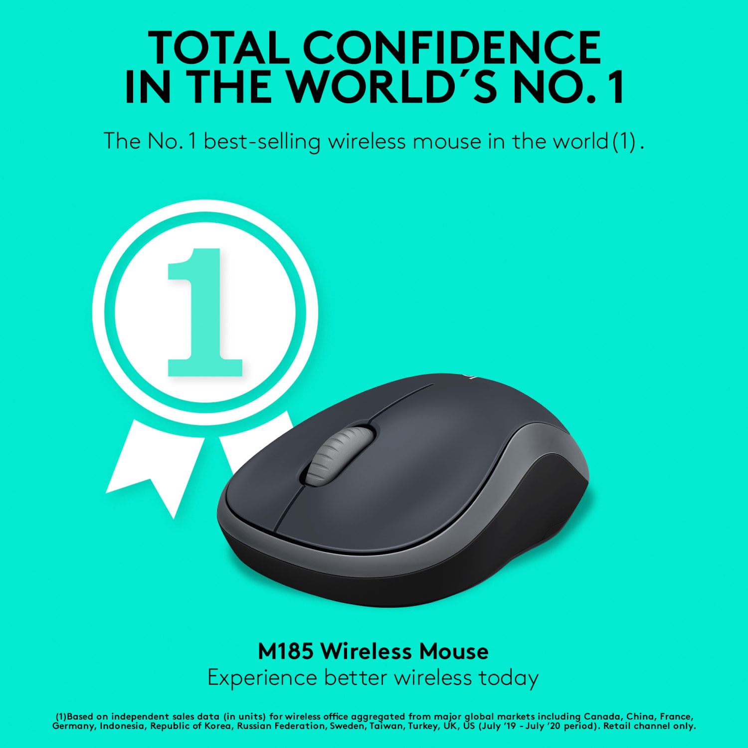 Logitech M185 Ambidextrous Wireless Mouse, Swift Gray - Image 3