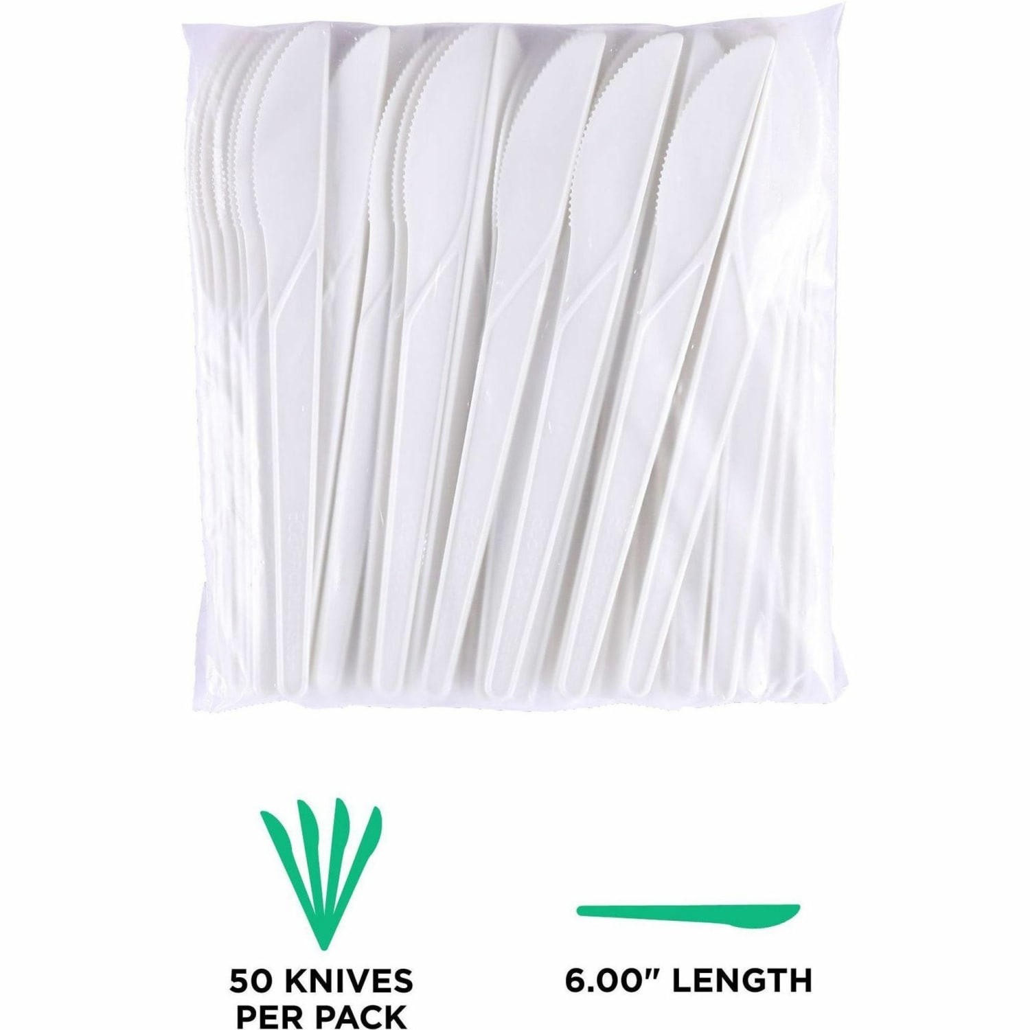 Eco-Products 6in Plantware High-heat Knives - Knife - White - 1000 / Carton - Image 3