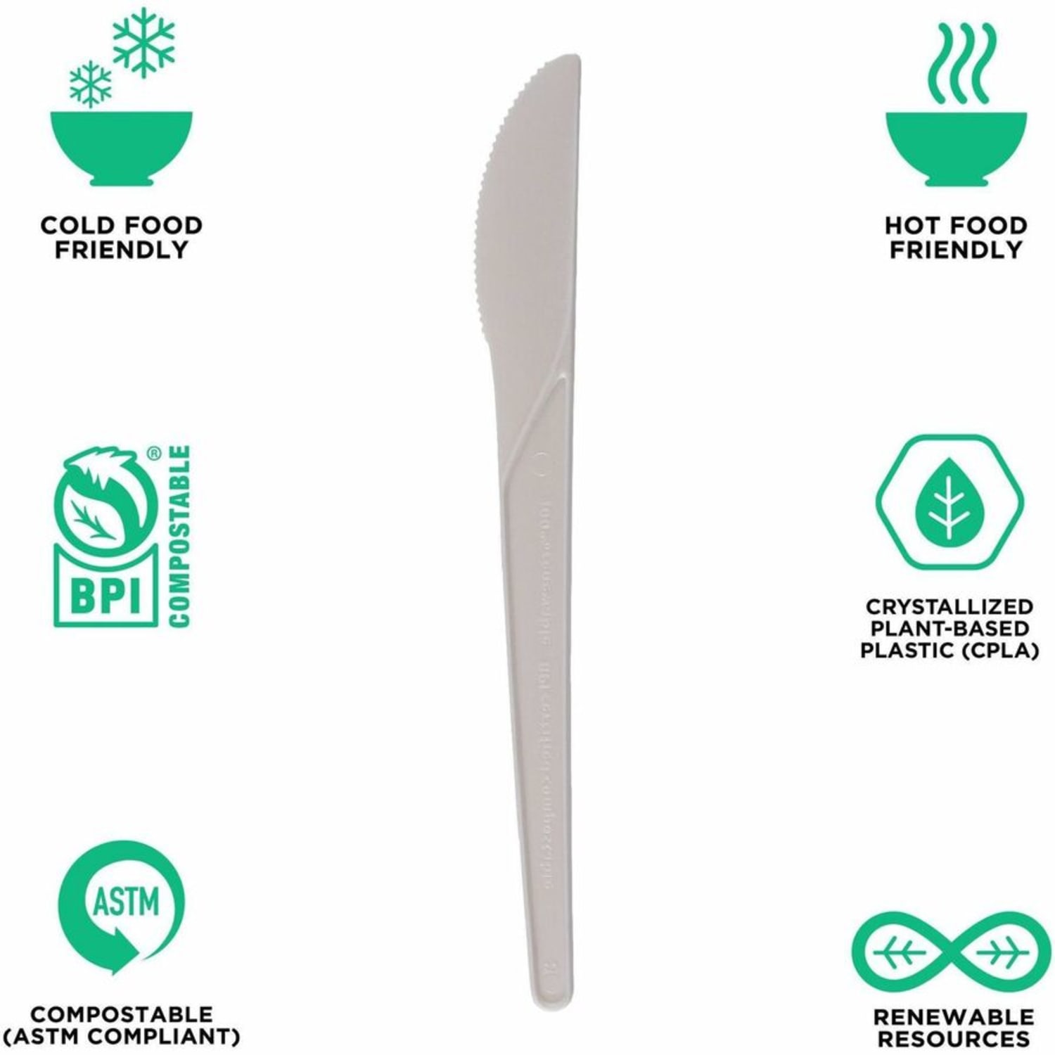 Eco-Products 6in Plantware High-heat Knives - Knife - White - 1000 / Carton - Image 5