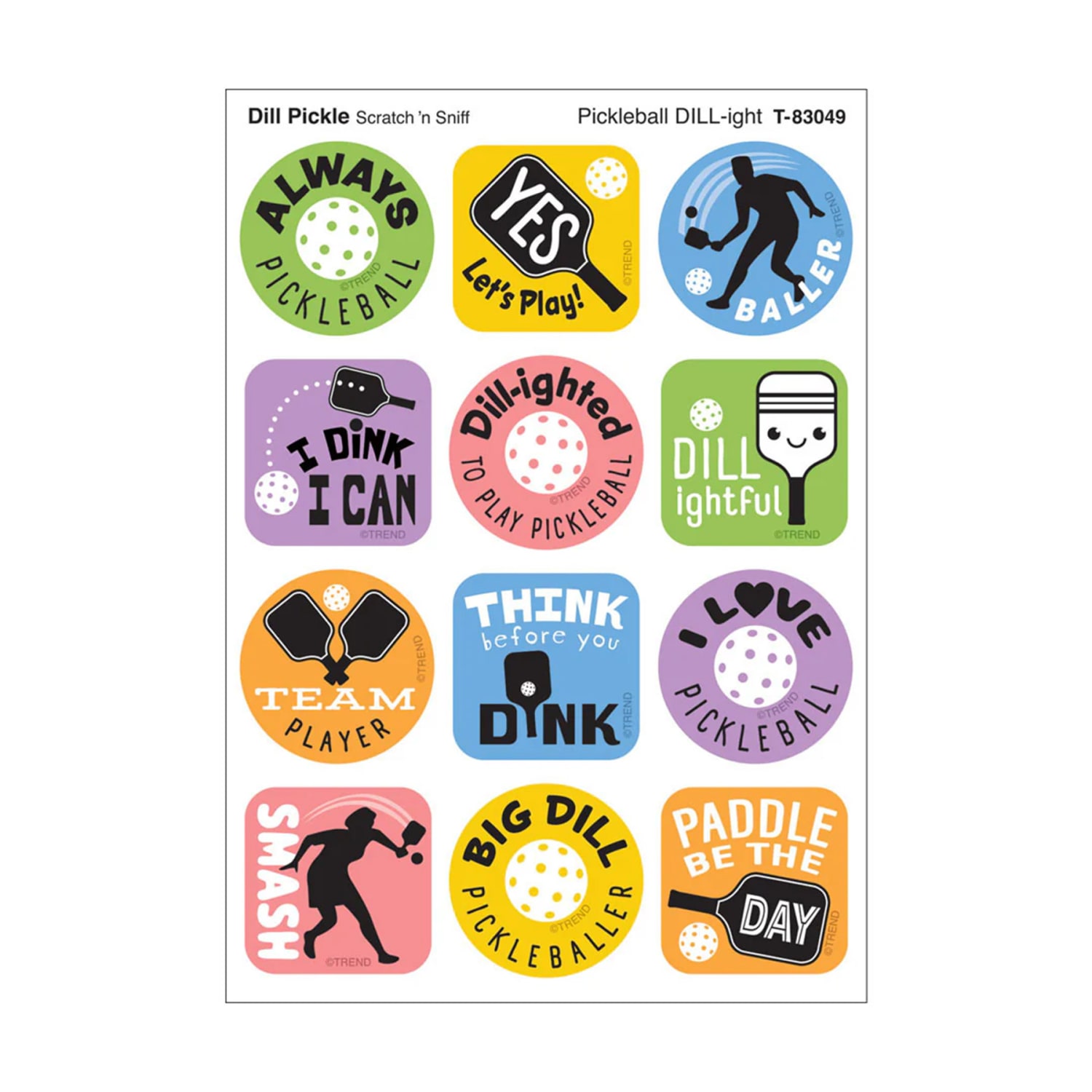 TREND Stinky Stickers, Pickleball Pride, Dill Pickle Scent, 48 Per Pack, Set Of 6 Packs - Image 3