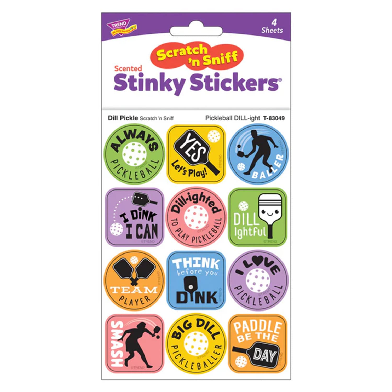 TREND Stinky Stickers, Pickleball Pride, Dill Pickle Scent, 48 Per Pack, Set Of 6 Packs - Image 4
