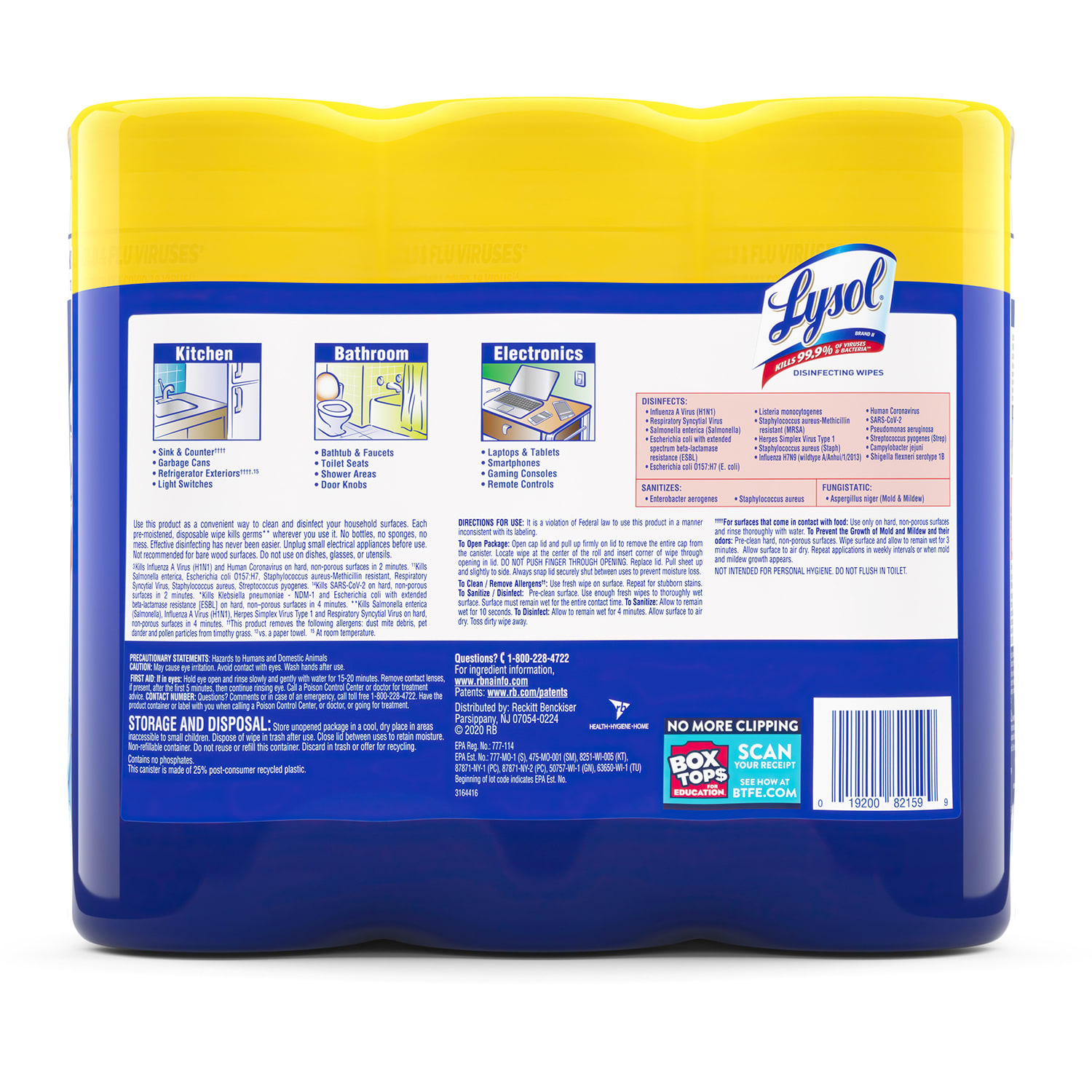 Lysol Disinfecting Wipes, 7in x 7-1/4in, Lemon Scent, 35 Wipes Per Canister, Carton Of 12 Canisters - Image 5