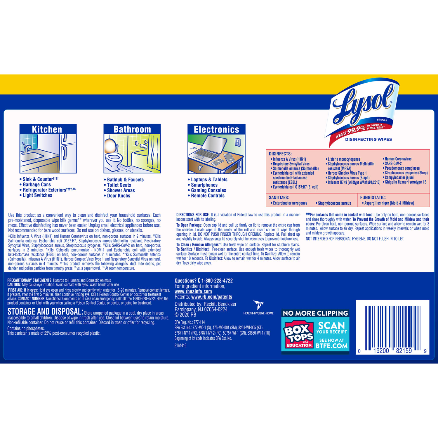 Lysol Disinfecting Wipes, 7in x 7-1/4in, Lemon Scent, 35 Wipes Per Canister, Carton Of 12 Canisters - Image 6