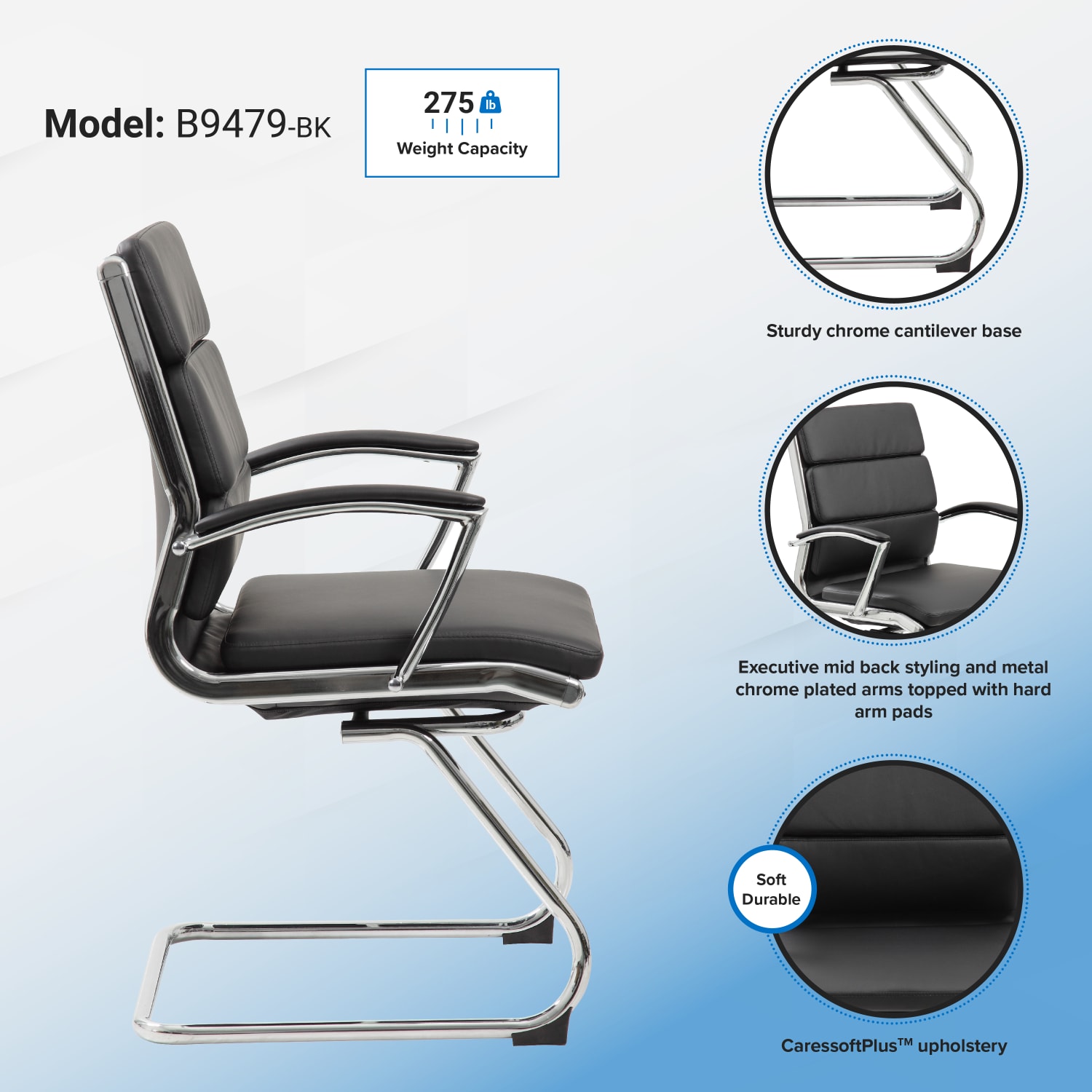 Boss Office Products CaressoftPlus Guest Chair BlackChrome PopularChairscom Boss Office Products CaressoftPlus Guest Chair BlackChrome PopularChairscom