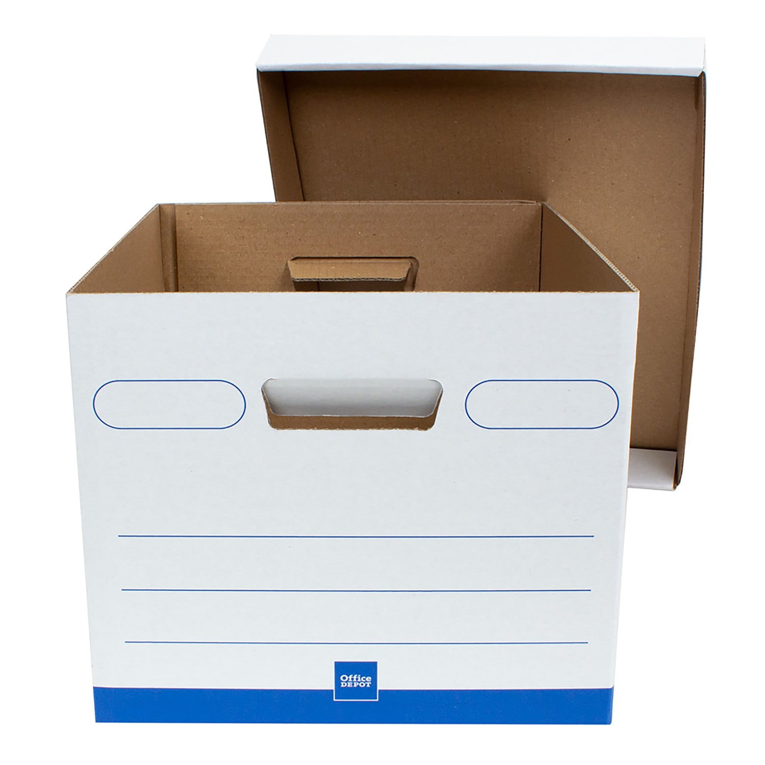 Office Depot Brand Medium-Duty Storage Boxes, Letter/Legal Size, 15in x 12in x 10in, White/Blue, Pack Of 12 - 0800306 - Image 3