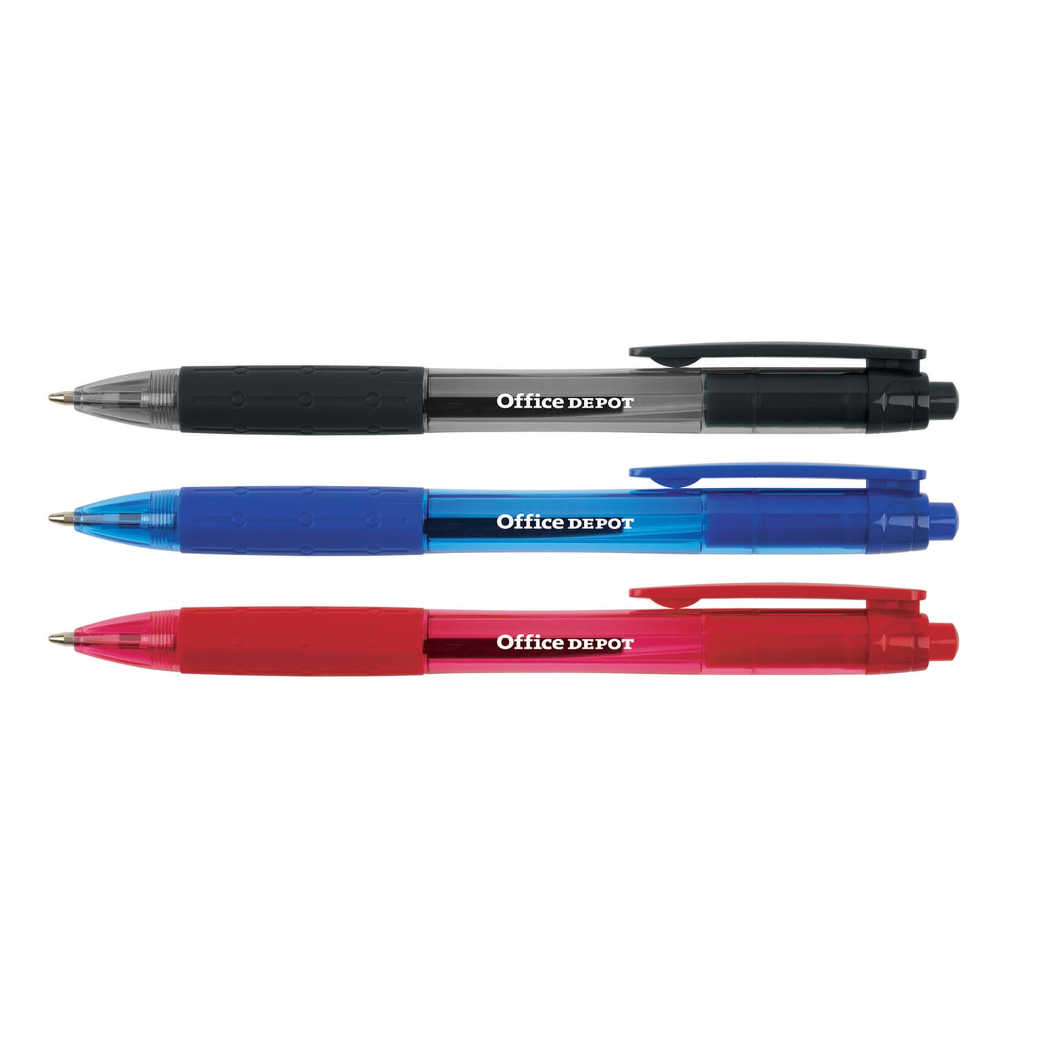 Office Depot Brand Retractable Ballpoint Pens With Grips, Medium Point, 1.0 mm, Black/Blue/Red Barrels, Black/Blue/Red Inks, Pack Of 50 Pens - Image 3