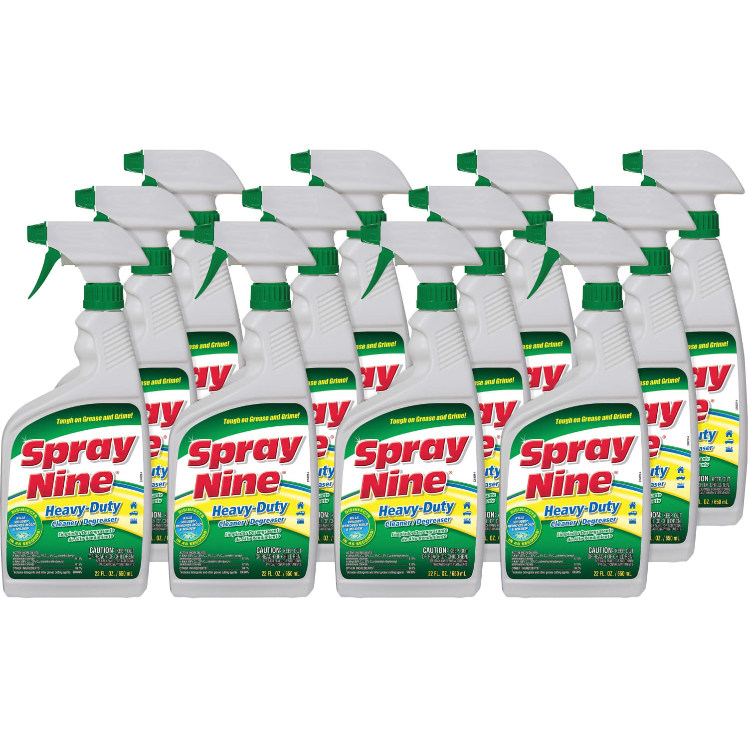 Spray Nine Heavy-Duty Cleaner/Degreaser w/Disinfectant - Spray - 22 fl oz (0.7 quart) - Bottle - 12 / Carton - Clear - Image 4