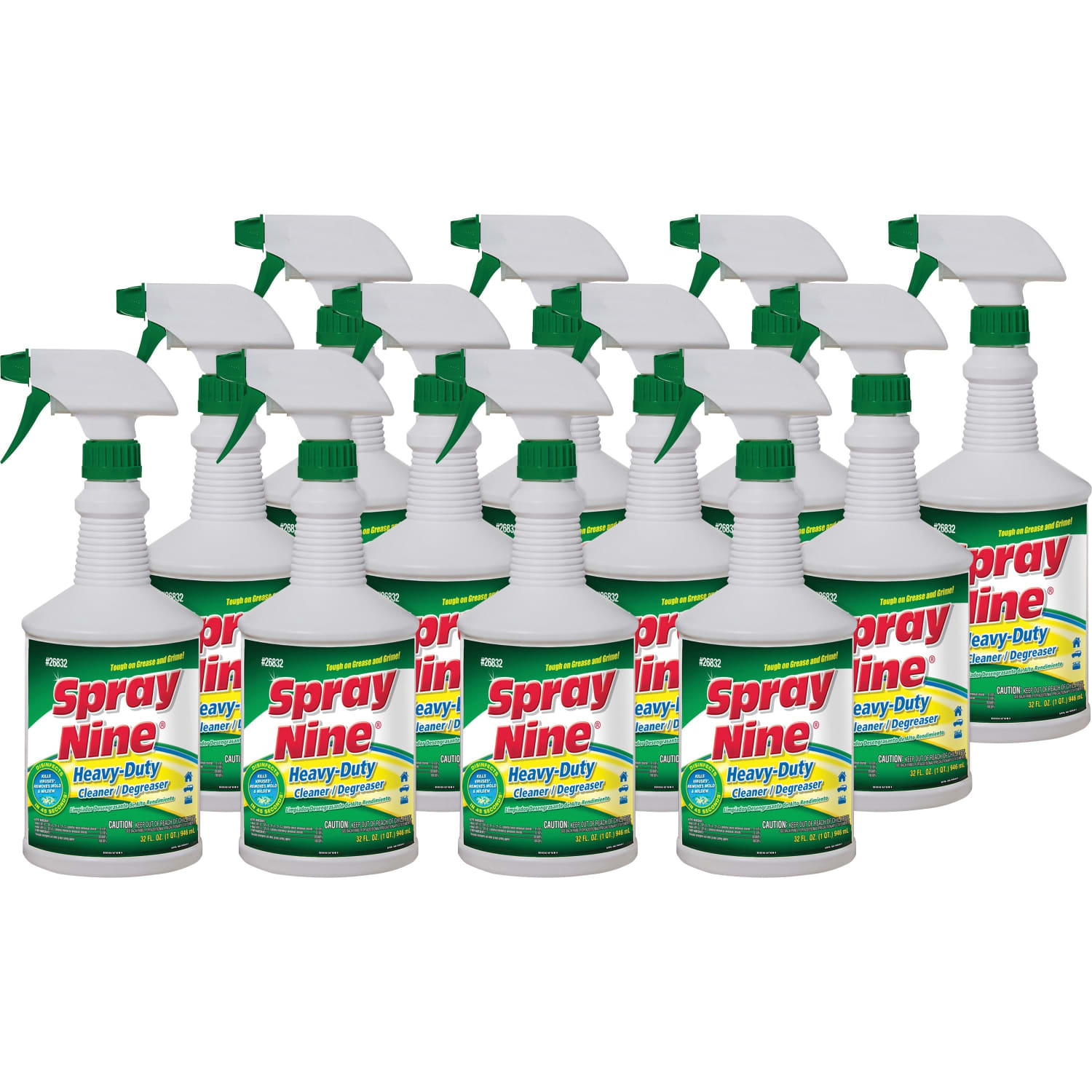 Spray Nine Heavy-Duty Cleaner/Degreaser w/Disinfectant - Spray - 32 fl oz (1 quart) - Bottle - 12 / Carton - Clear - Image 3