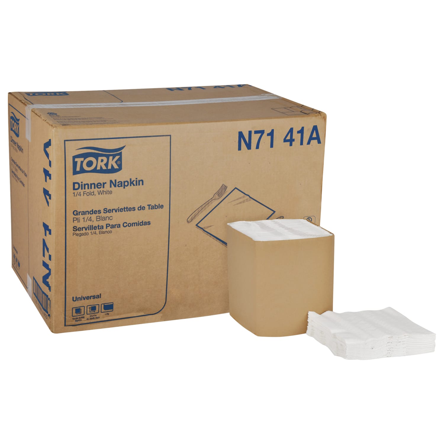 Tork Universal 1-Ply Dinner Napkins, 17in x 17in, White, 334 Napkins Per Pack, Carton Of 12 Packs - Image 4