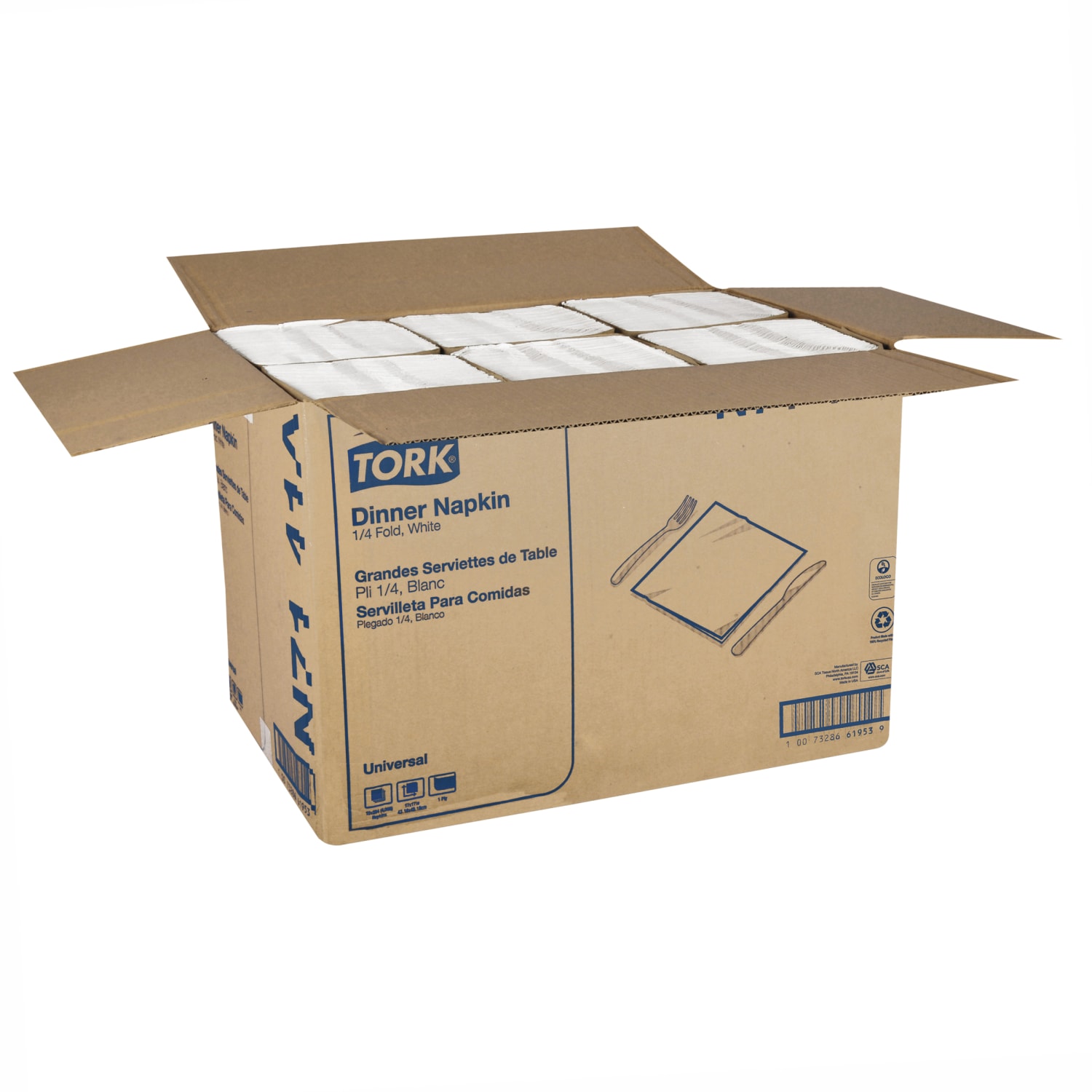 Tork Universal 1-Ply Dinner Napkins, 17in x 17in, White, 334 Napkins Per Pack, Carton Of 12 Packs - Image 5