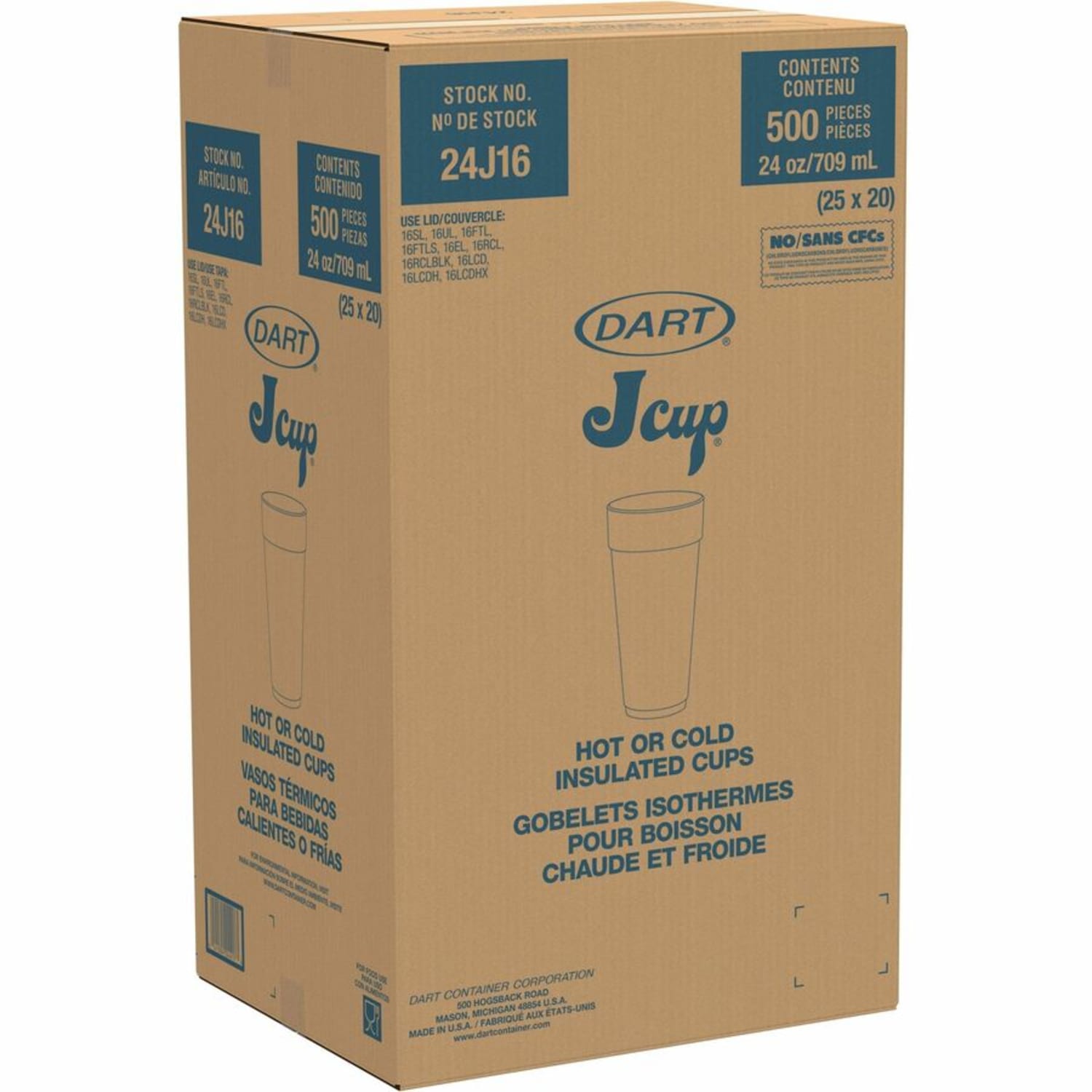 Dart Insulated Foam Cups, 24 Oz, White, 20 Cups Per Bag, Carton Of 25 Bags - Image 6
