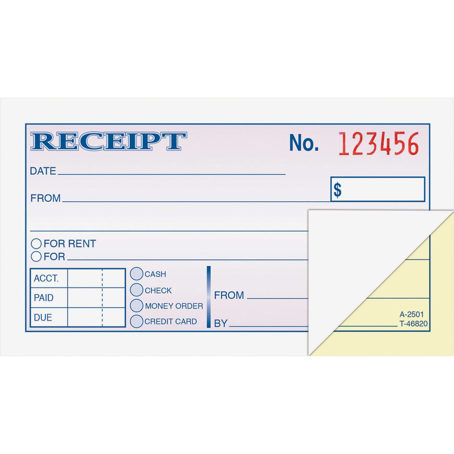 Adams Money/Rent Receipt Book, 5 3/8in x 2 3/4in, 2-Part, Carbonless, 50 Set Book - Image 4