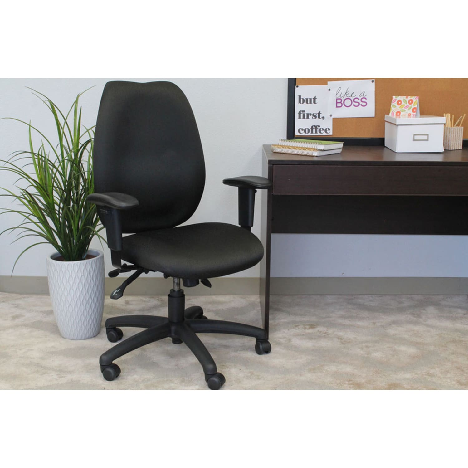 Boss Office Products Ergonomic Fabric High-Back Task Chair, Black - Image 13