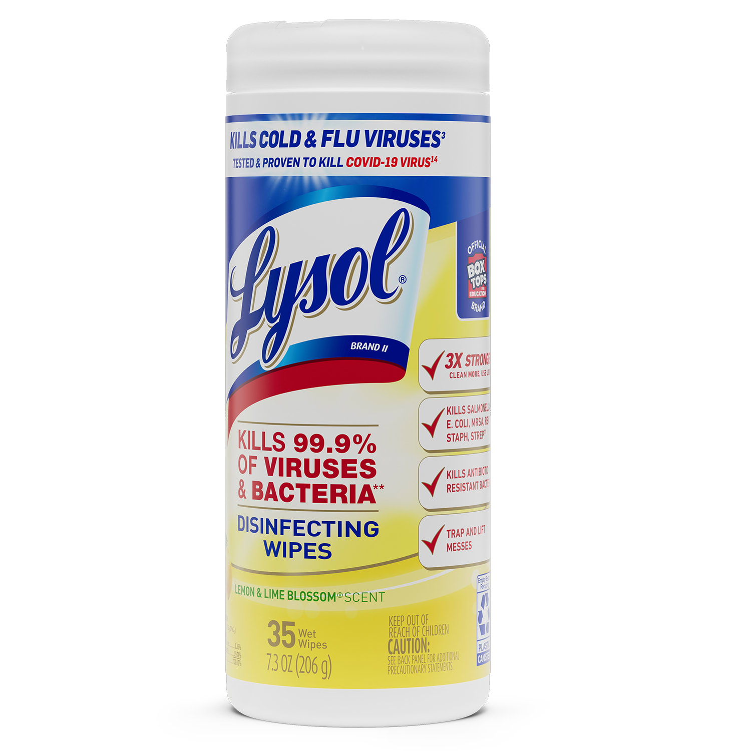 Lysol Disinfecting Wipes, Lemon & Lime Blossom Scent, 7in x 8in, 35 Wipes Per Canister, Case Of 12 - Image 4
