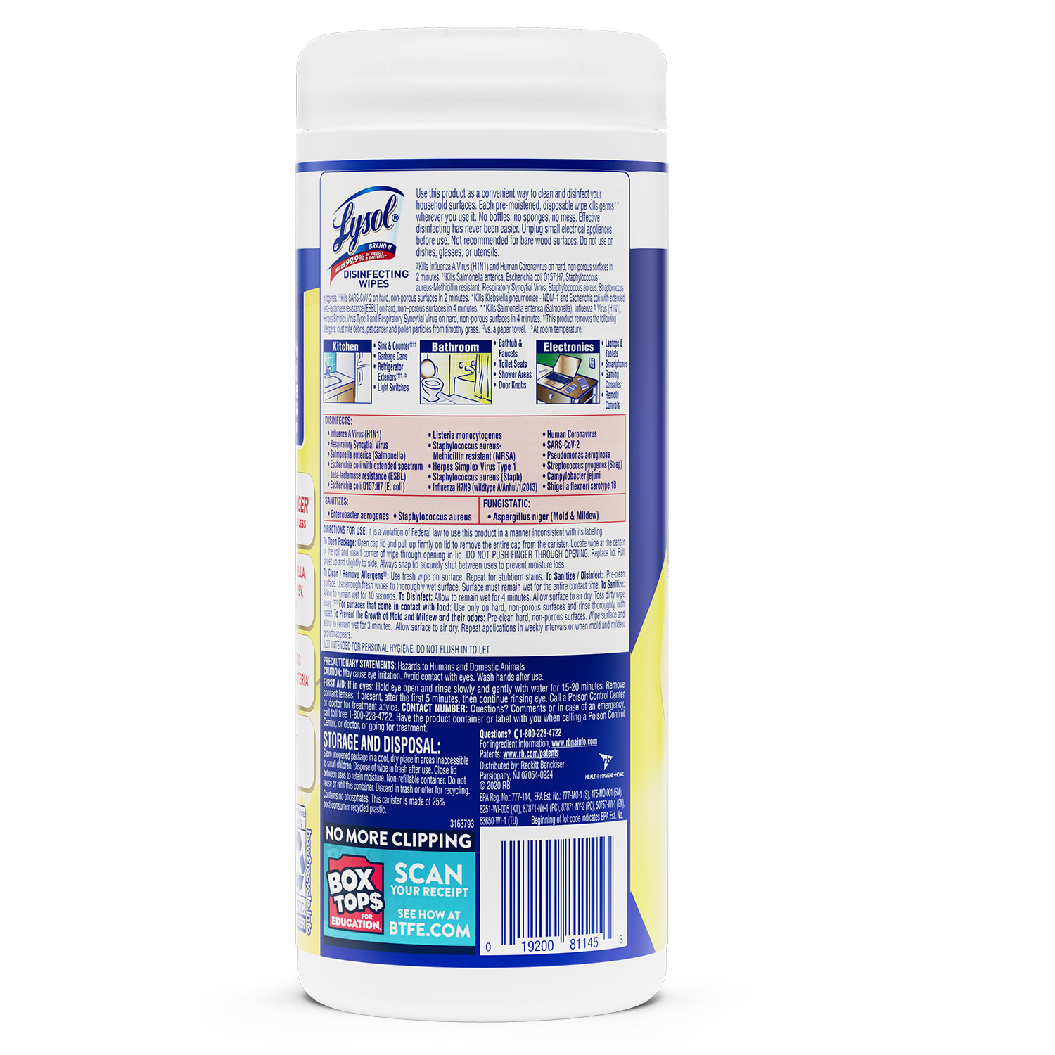 Lysol Disinfecting Wipes, Lemon & Lime Blossom Scent, 7in x 8in, 35 Wipes Per Canister, Case Of 12 - Image 5