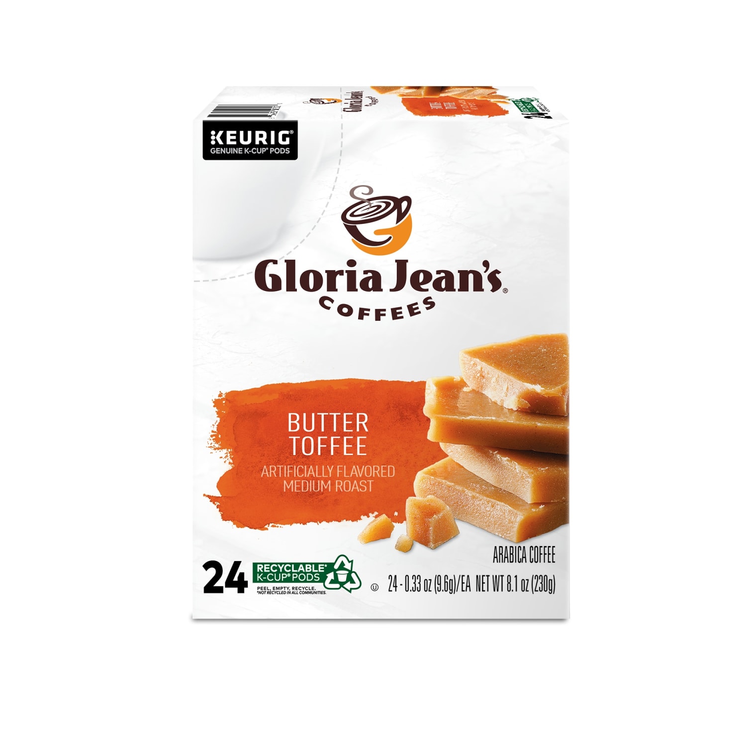Gloria Jeans Butter Toffee Keurig Single-Serve K-Cup Pods, Medium Roast, 24 Pods Per Pack, Case Of 4 Packs - Image 4
