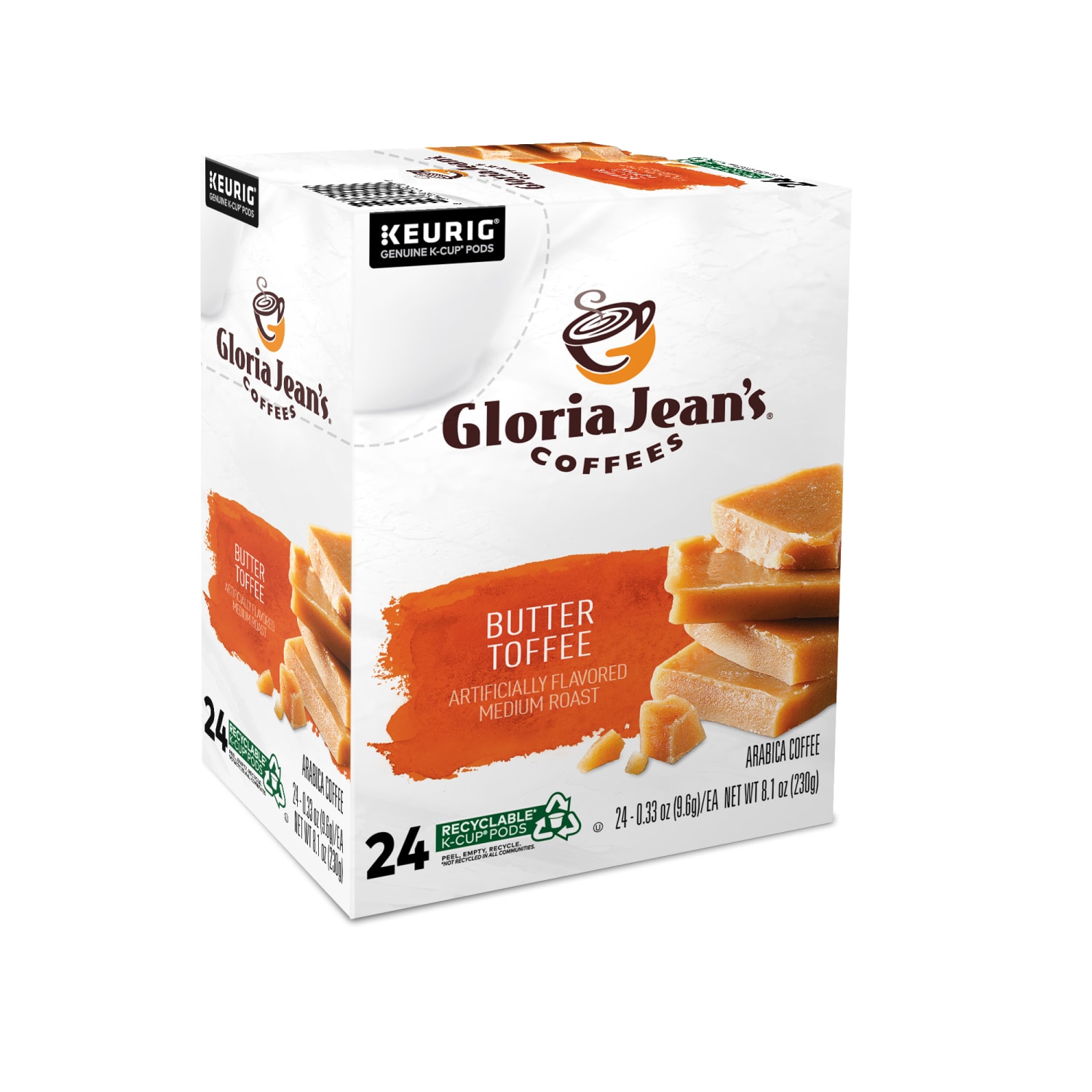 Gloria Jeans Butter Toffee Keurig Single-Serve K-Cup Pods, Medium Roast, 24 Pods Per Pack, Case Of 4 Packs - Image 5