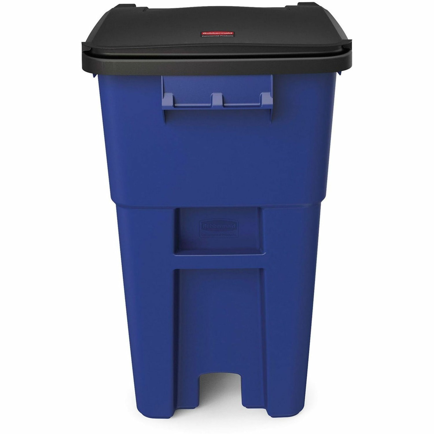Rubbermaid Commercial Brute Rollout Container with Lid - Swing Lid - 50 gal Capacity - Mobility, Heavy Duty, Wheels, Lid Locked, Rounded Corner - Blue - 1 Each - Image 4
