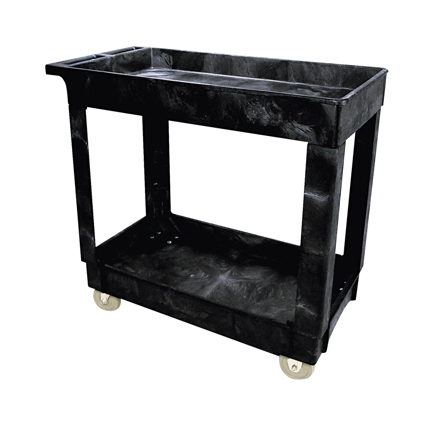 Rubbermaid 2-Shelf Service/Utility Cart, 31 1/4inH x 16inW x 34inD, Black - Image 3