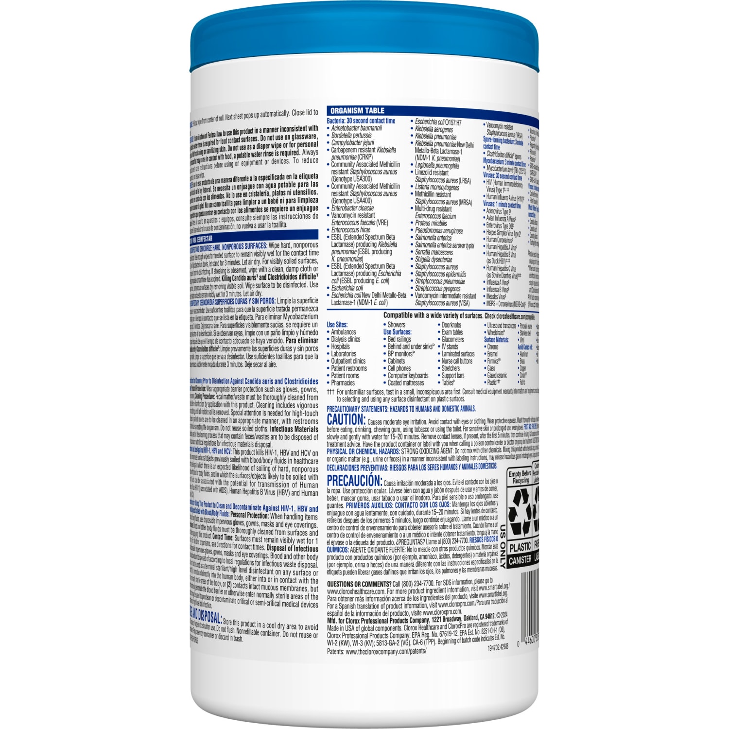 Clorox Healthcare Bleach Germicidal Wipes, 150 Wipes Per Canister, Case Of 6 Canisters - Image 4