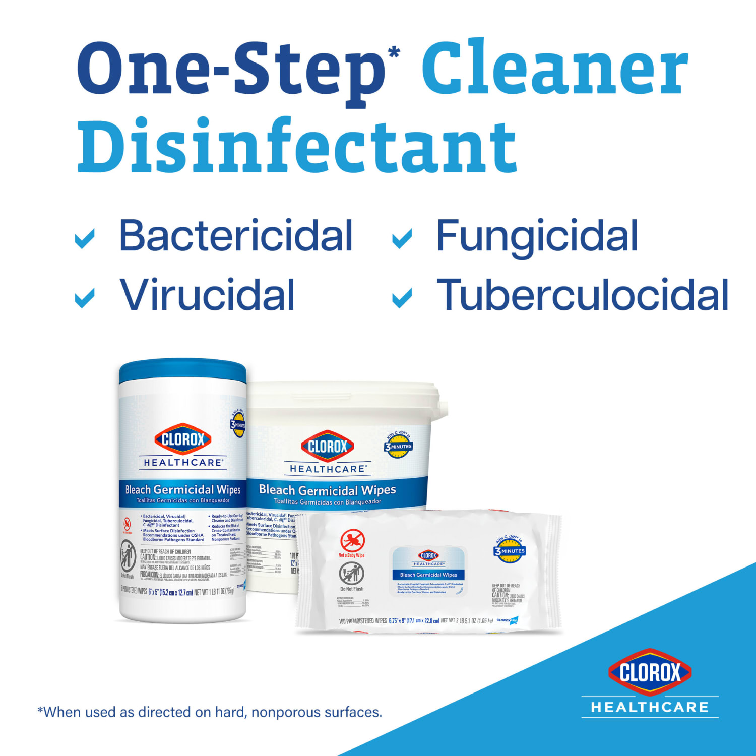Clorox Healthcare Bleach Germicidal Wipes, 150 Wipes Per Canister, Case Of 6 Canisters - Image 5